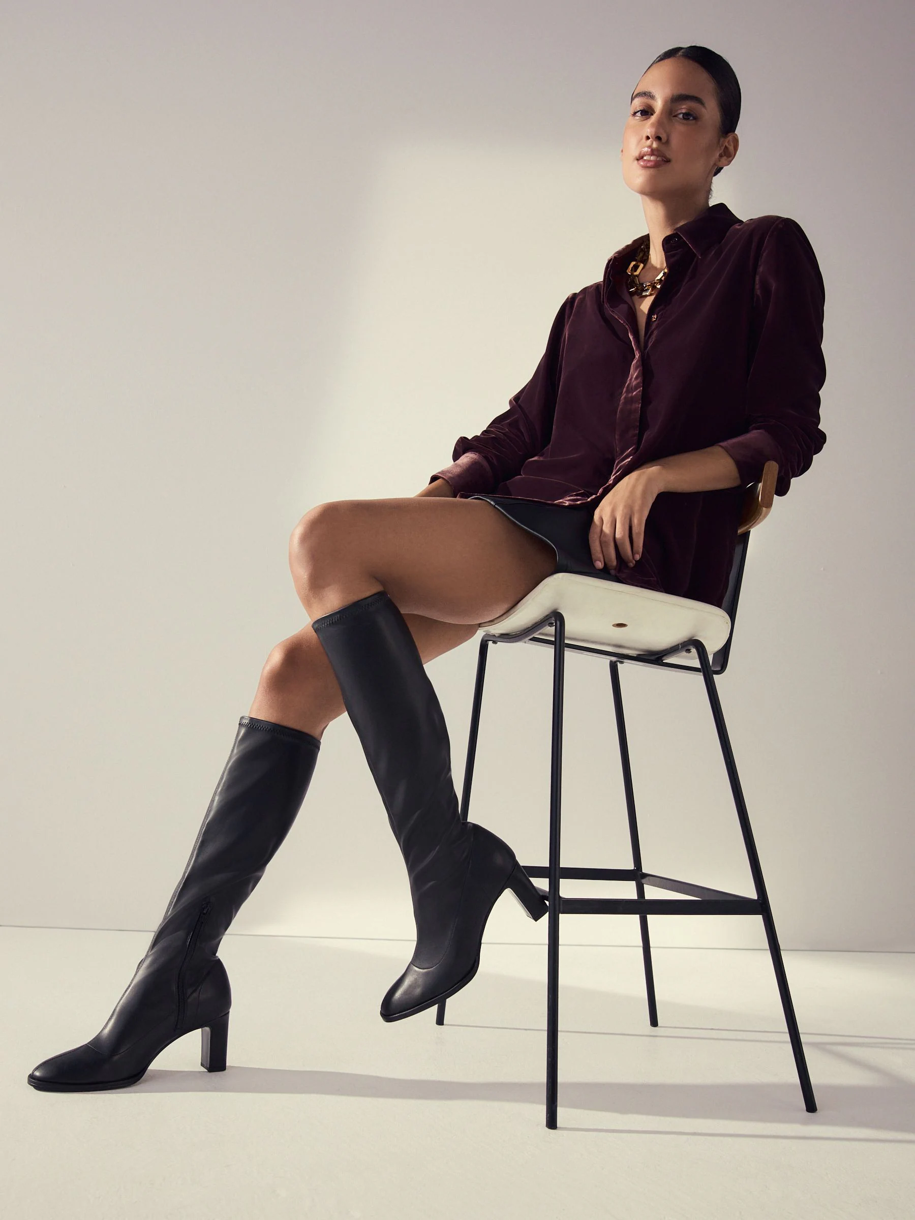 Black Standard/Wide Fit Forever Comfort® Round Toe Knee High Sock Boots