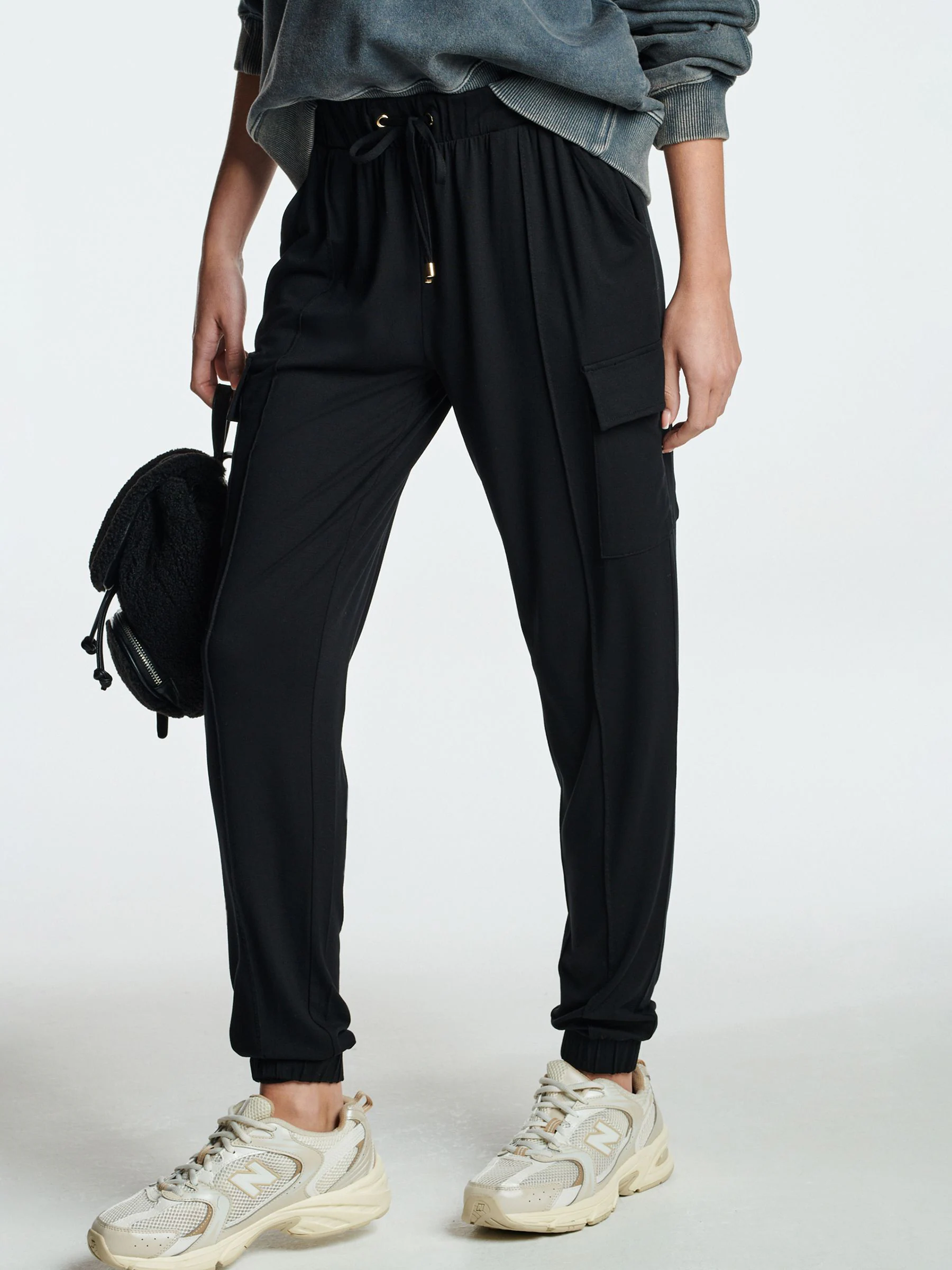 Black Cargo Jersey Joggers