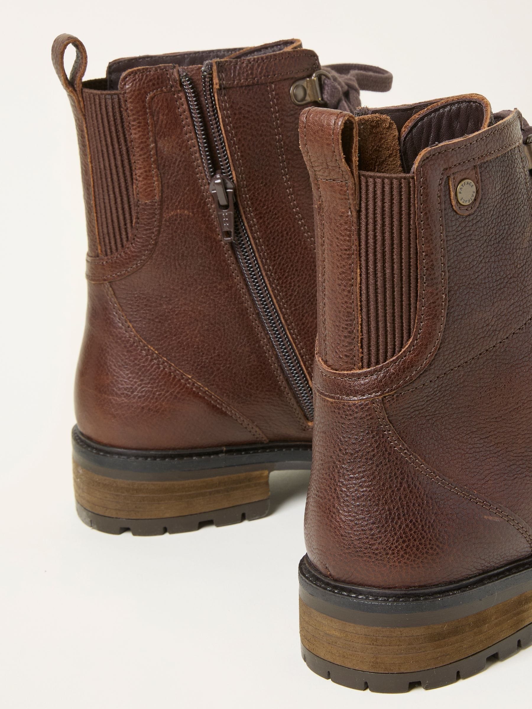 FatFace Margot Chocolate Brown Standard/Wide Fit Leather Ankle Boots