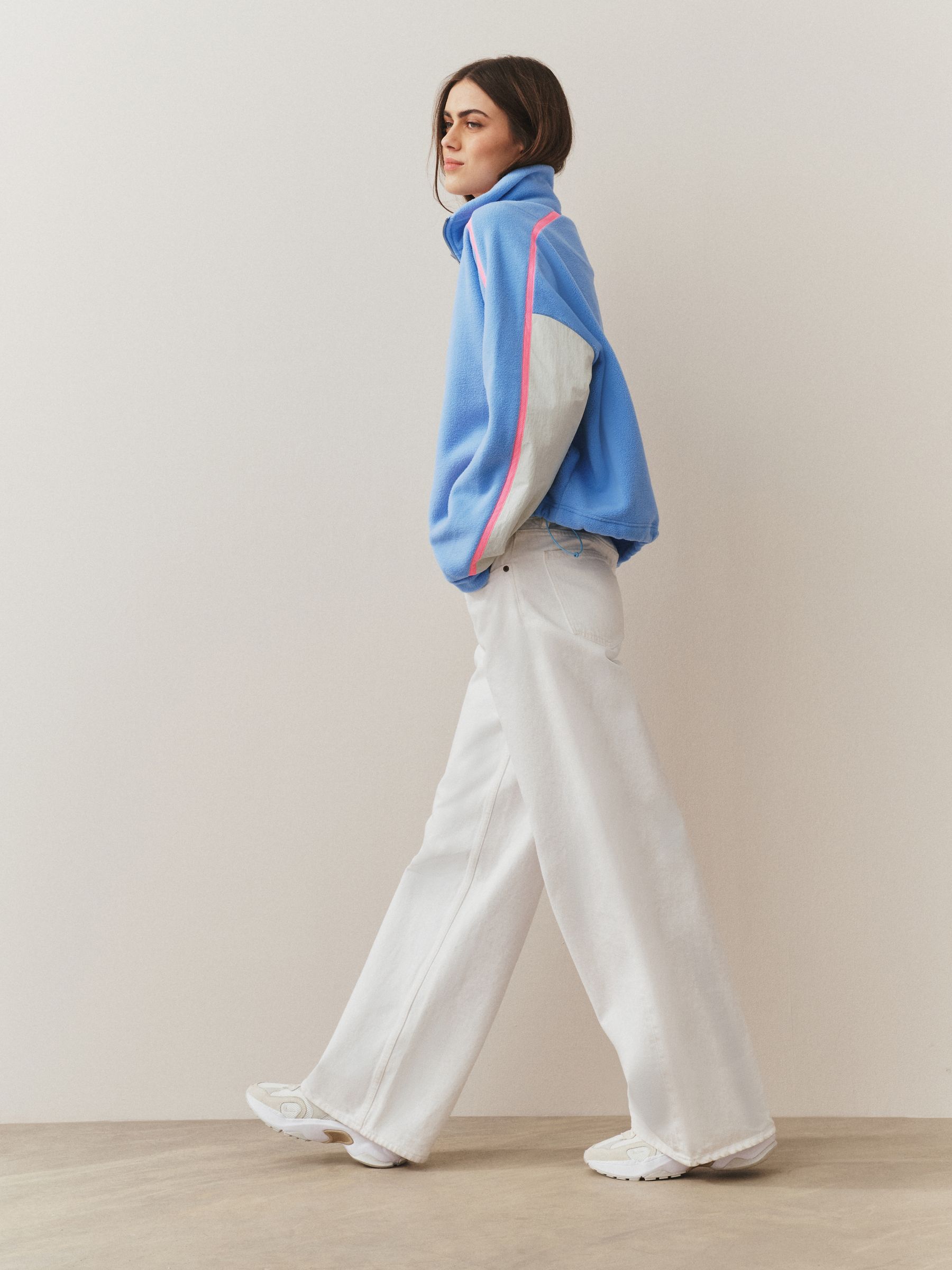 Blue Half Zip Fleece with Colourblock Panels