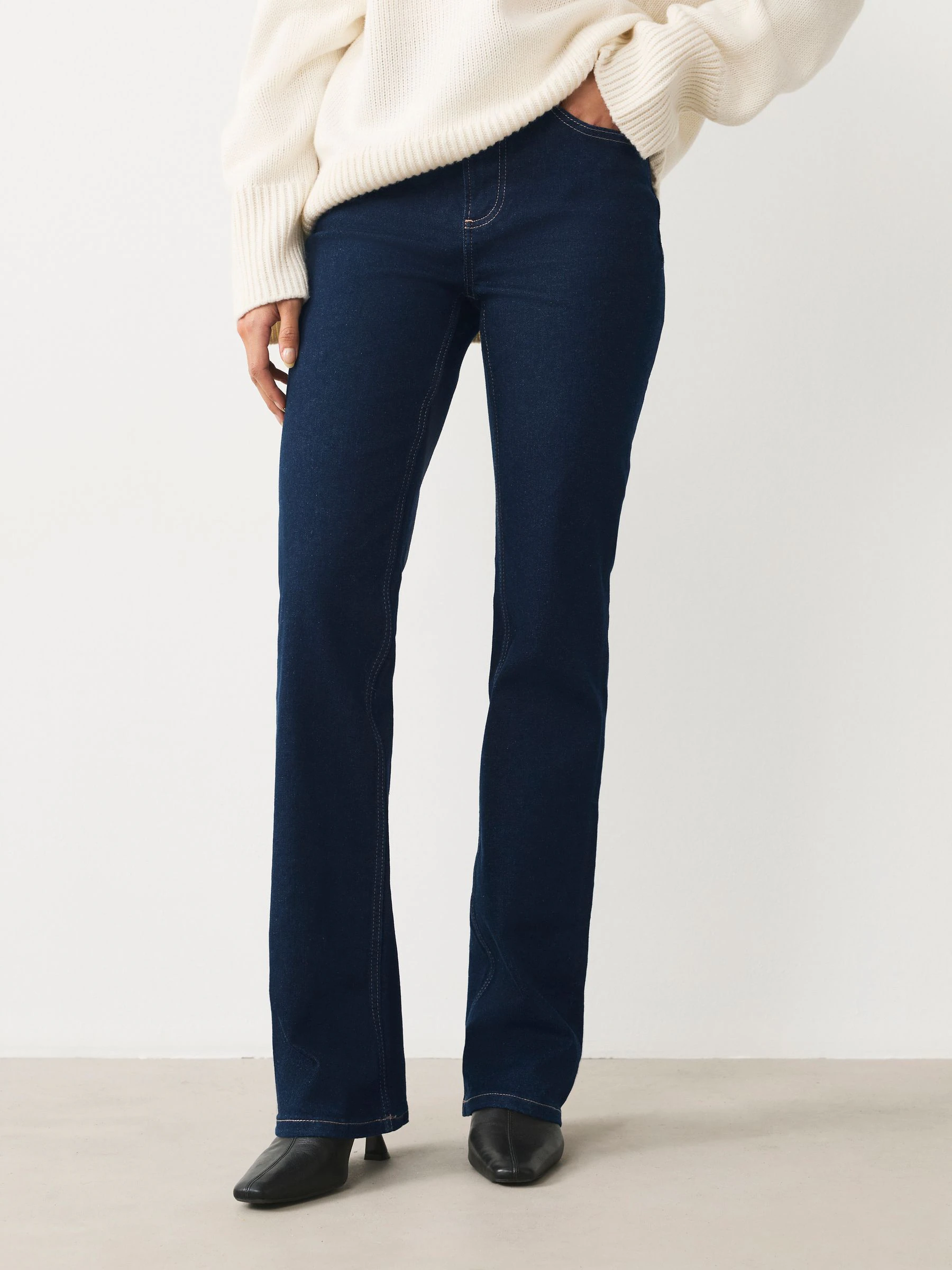 Rinse Blue Mid Rise Stretch Bootcut Jeans