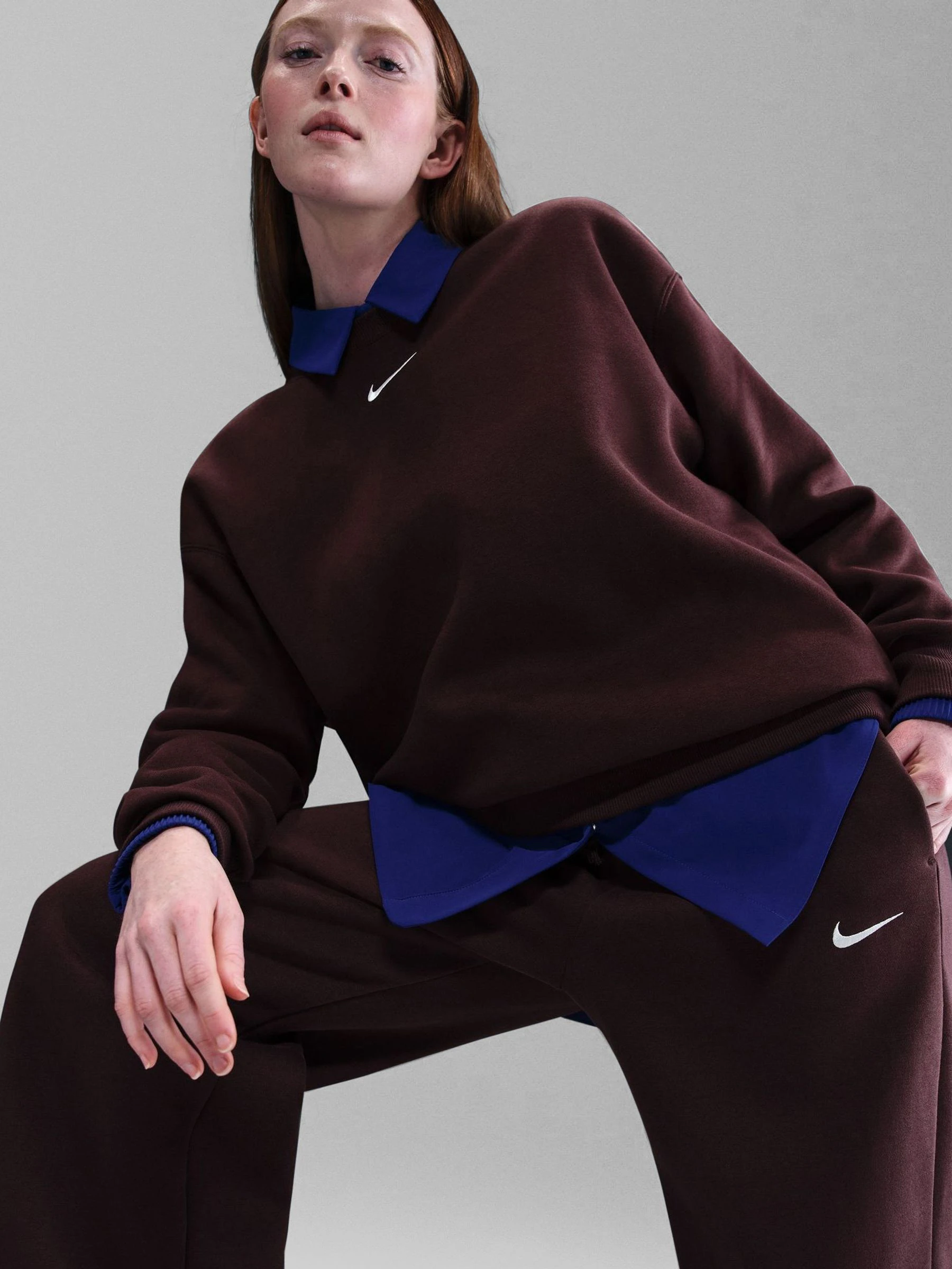 Nike Red Sportswear Phoenix Fleece High Waisted Wide Leg Joggers