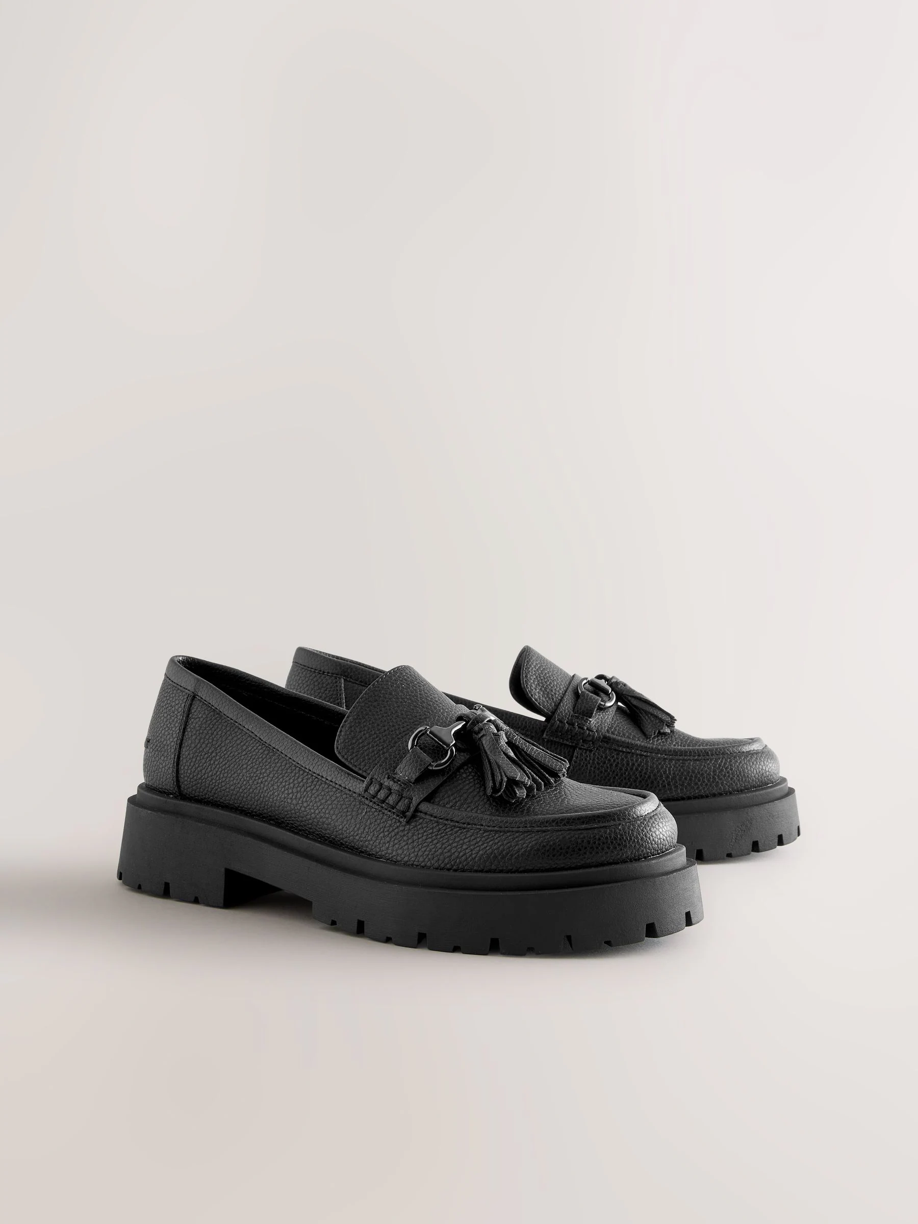 Black Forever Comfort Chunky Platform Tassel Loafers