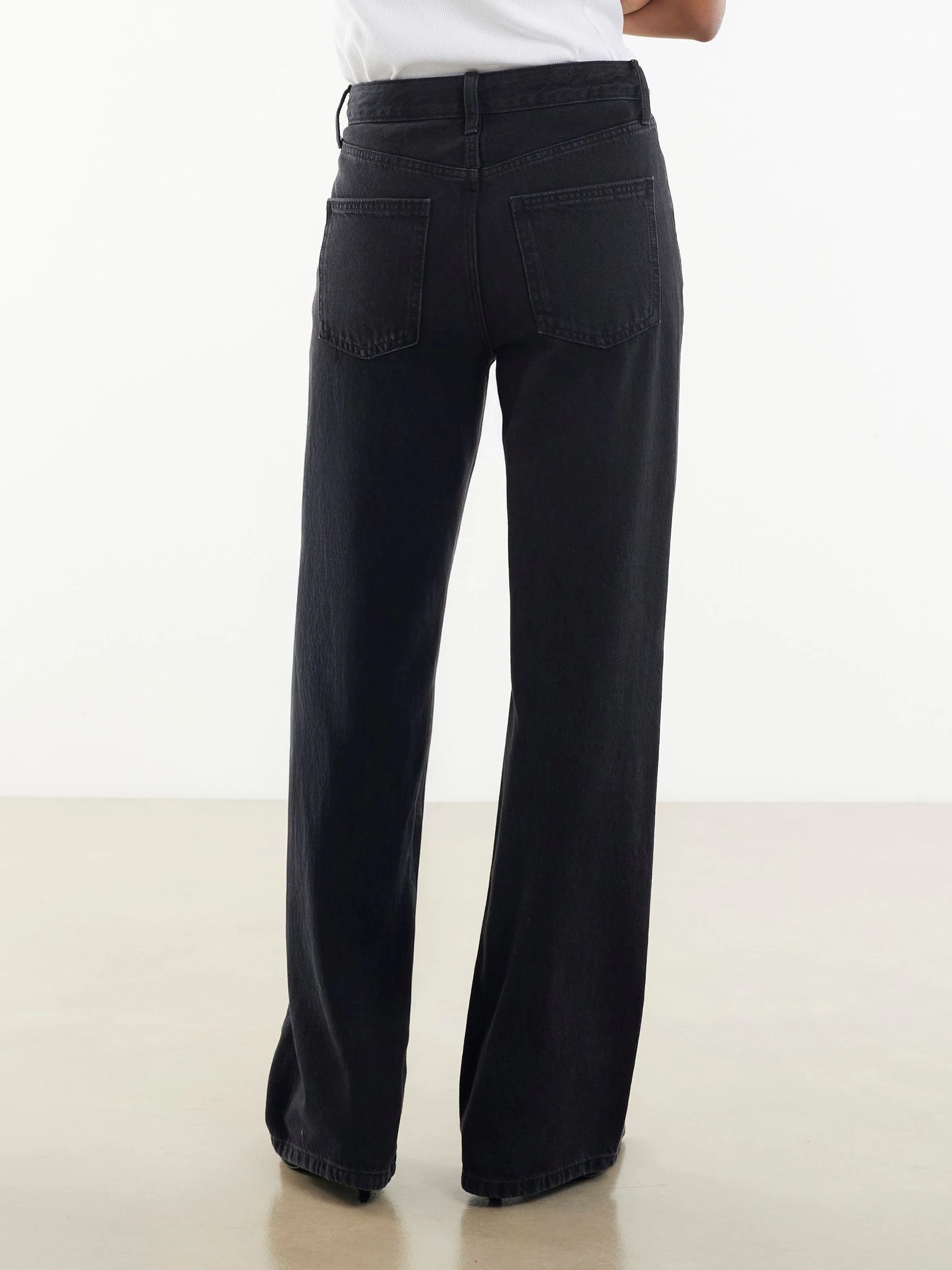 River Island Black High Rise Relaxed Straight Leg Jeans