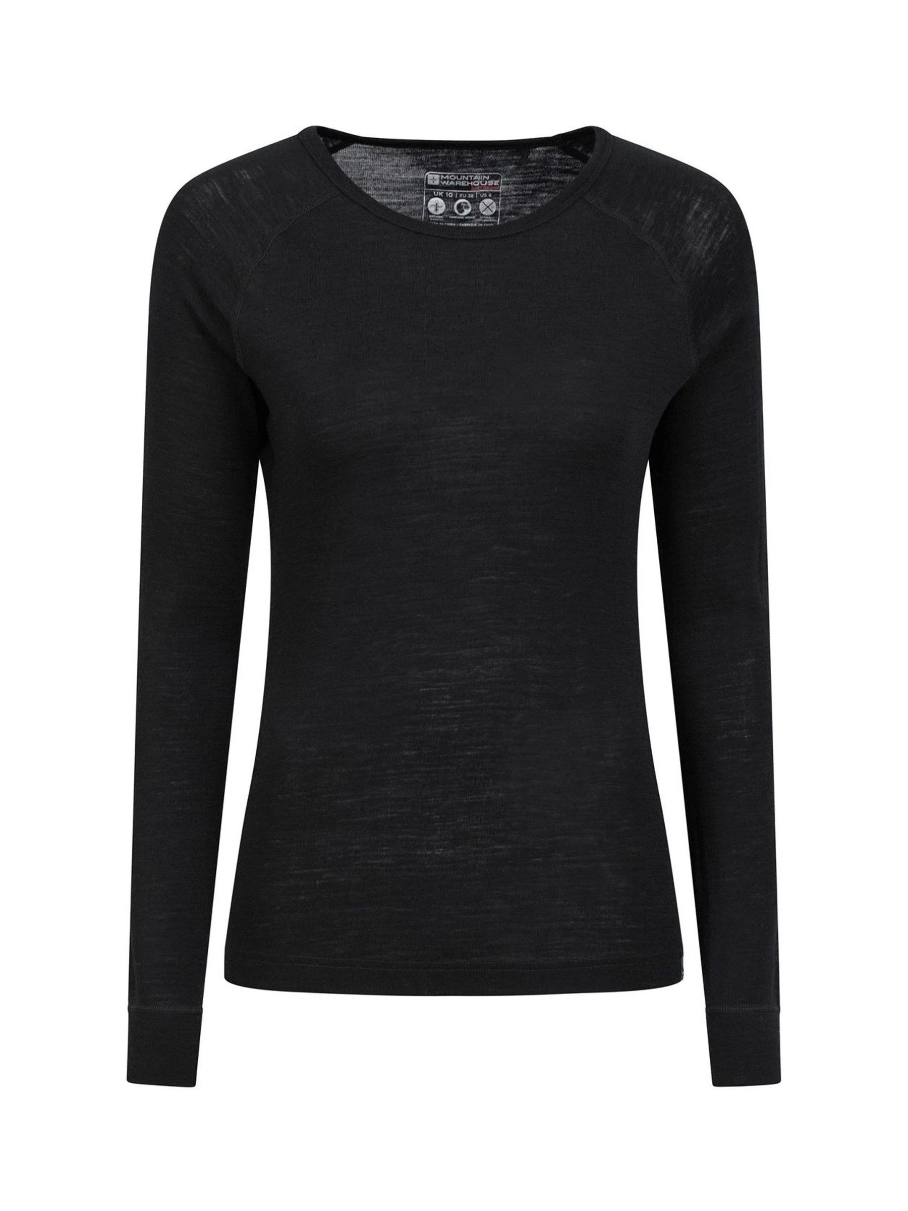 Mountain Warehouse Black Womens Merino Long Sleeve Thermal Top