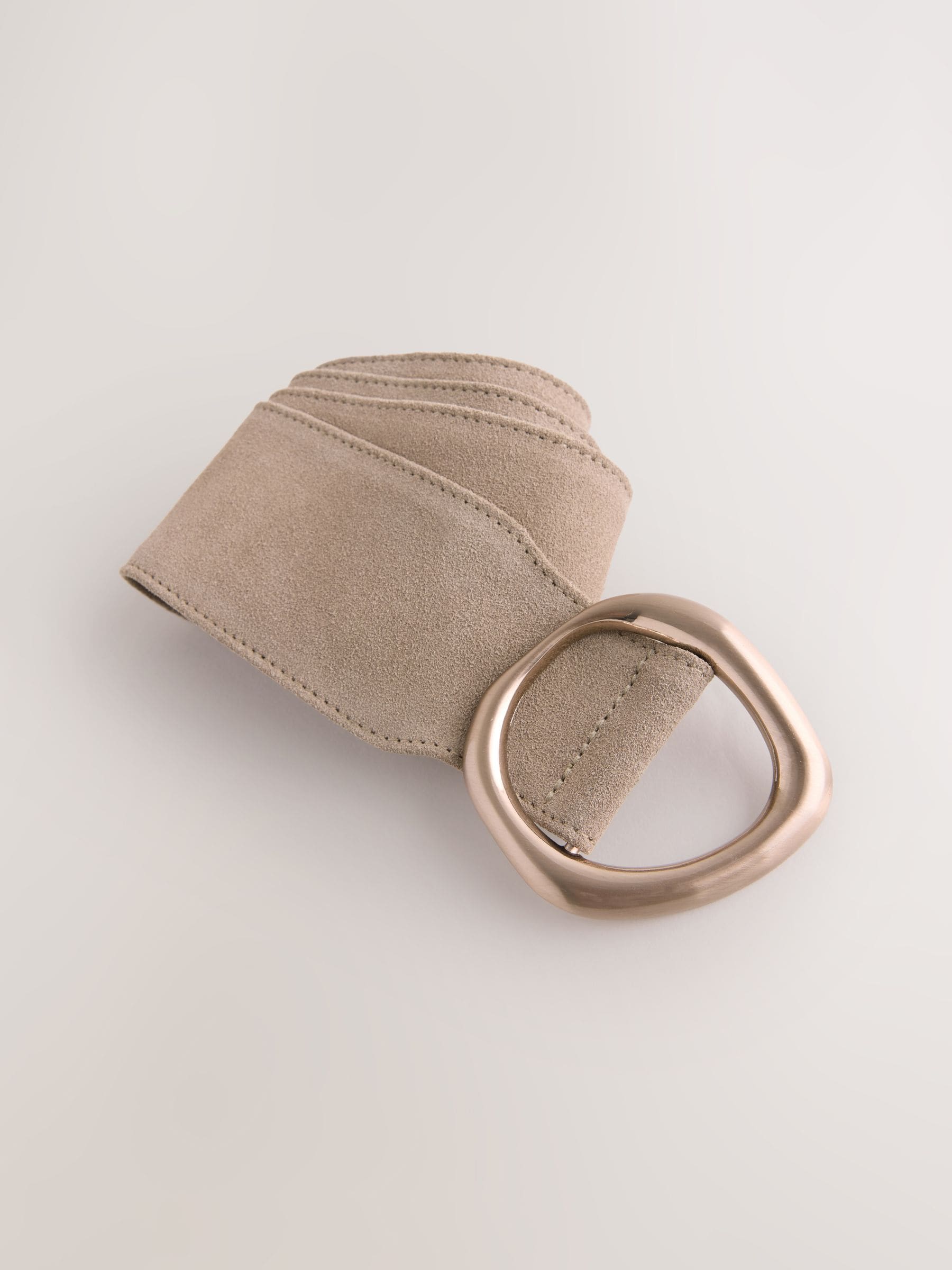 Taupe Brown Wide Leather Belt