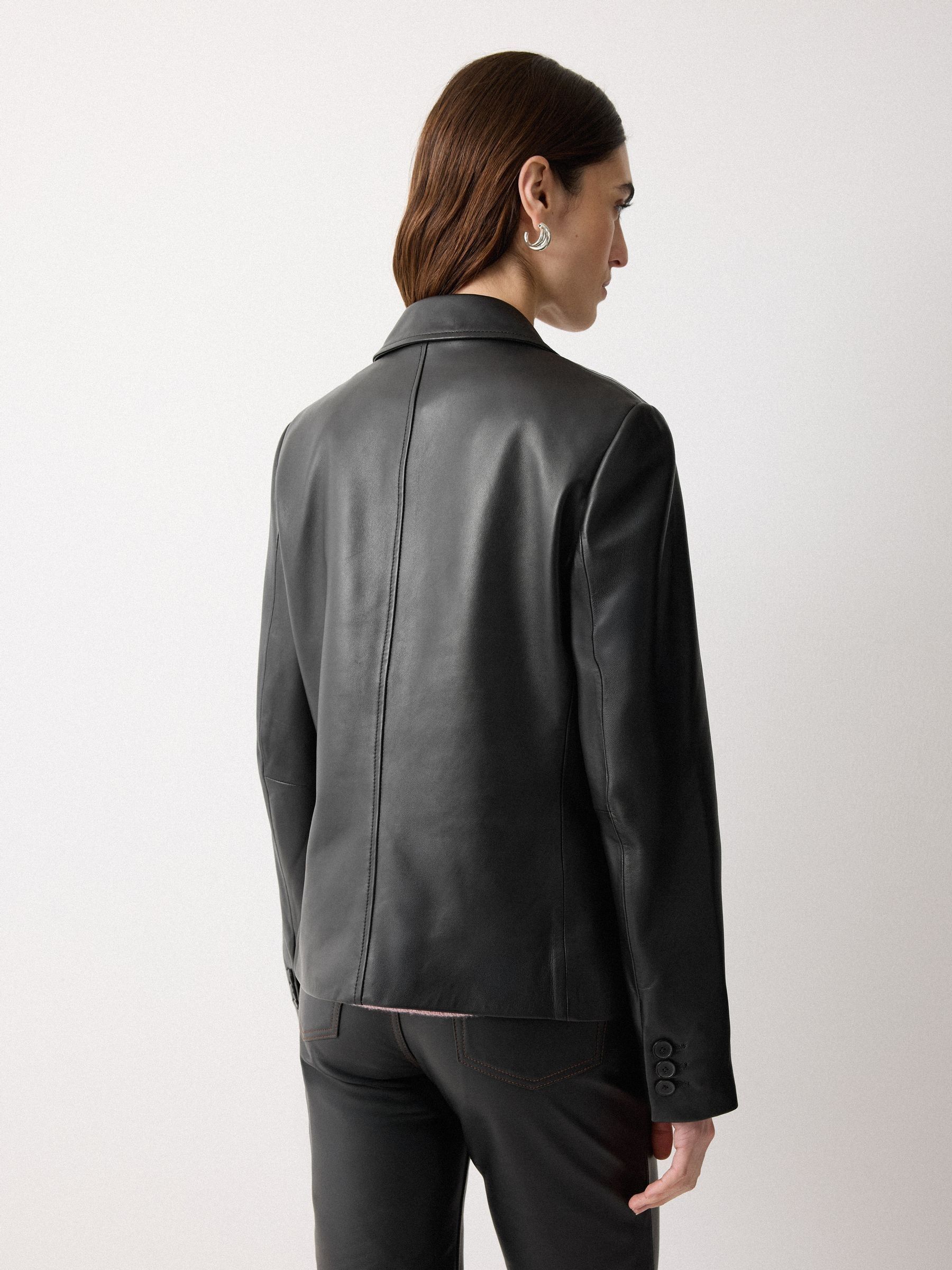 Jigsaw Black Ellis Nappa Leather Blazer