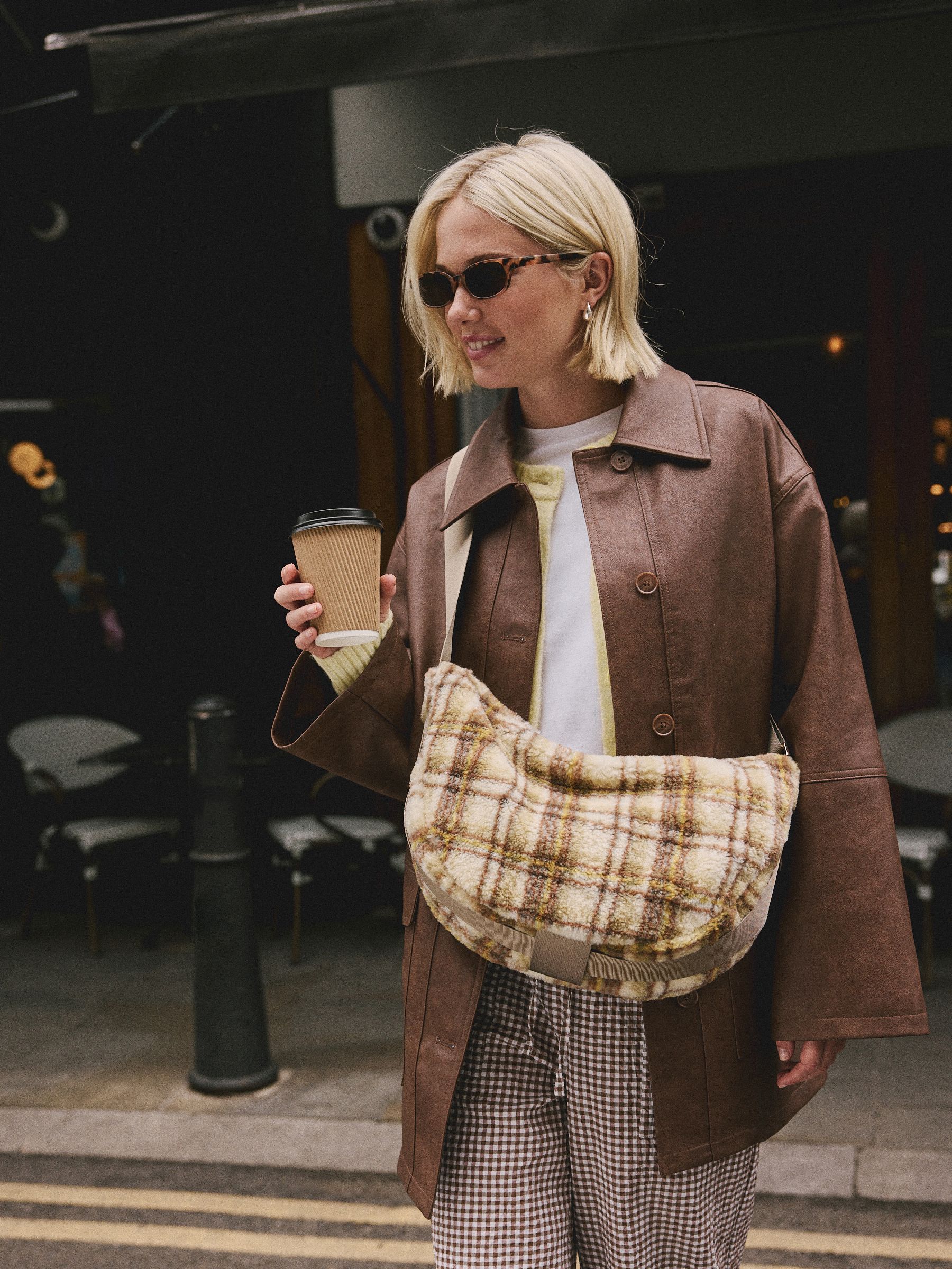 Multi Borg Sling Checkered Cross-Body Bag