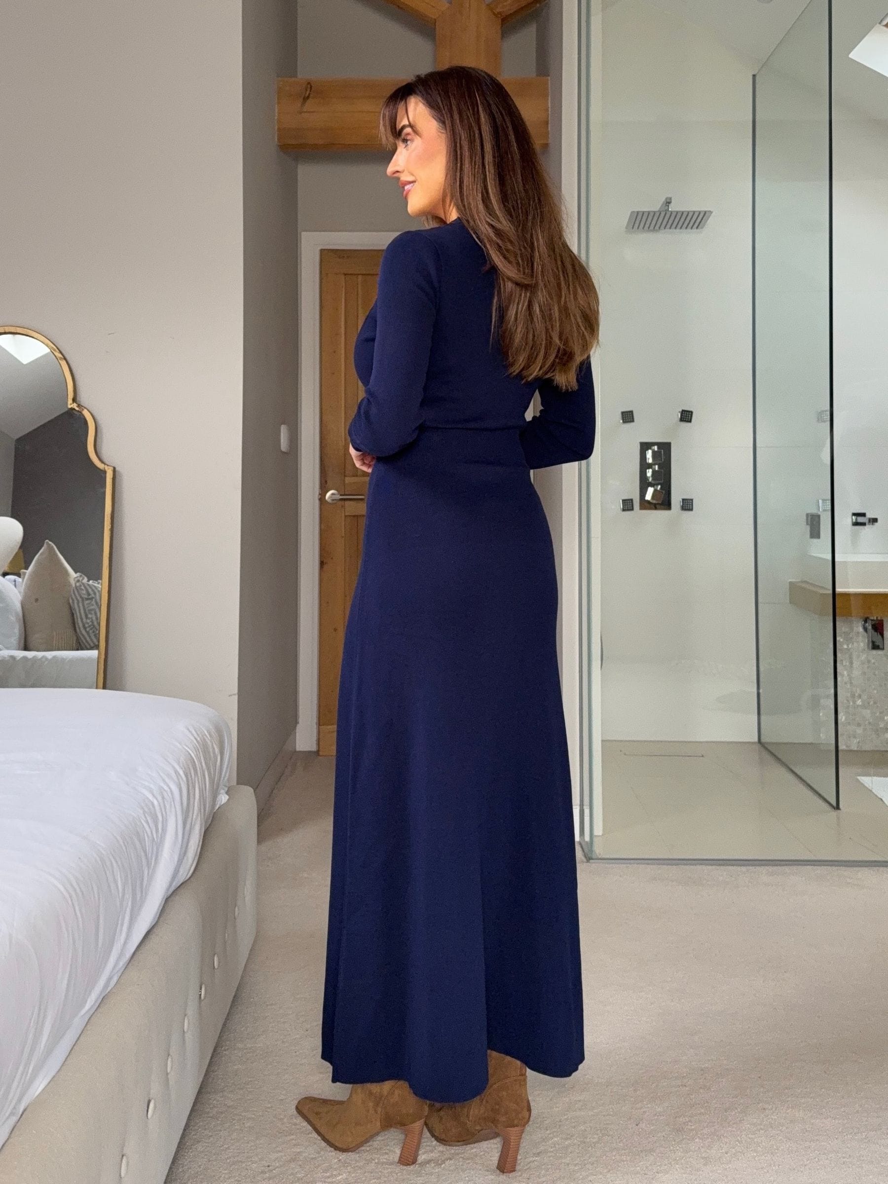 Girl In Mind Blue Valentina Button-Front Maxi Dress