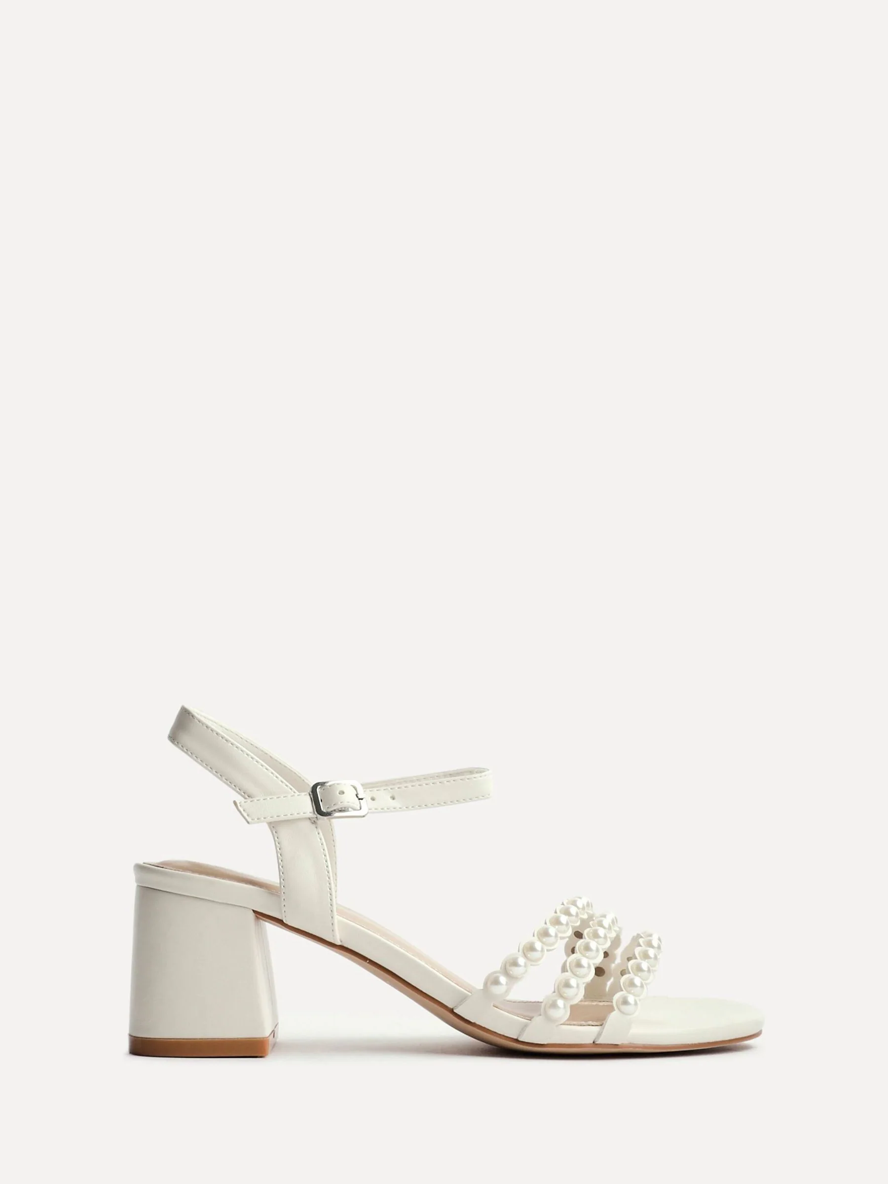 Linzi White Perla Heeled Sandals With Pearl Straps