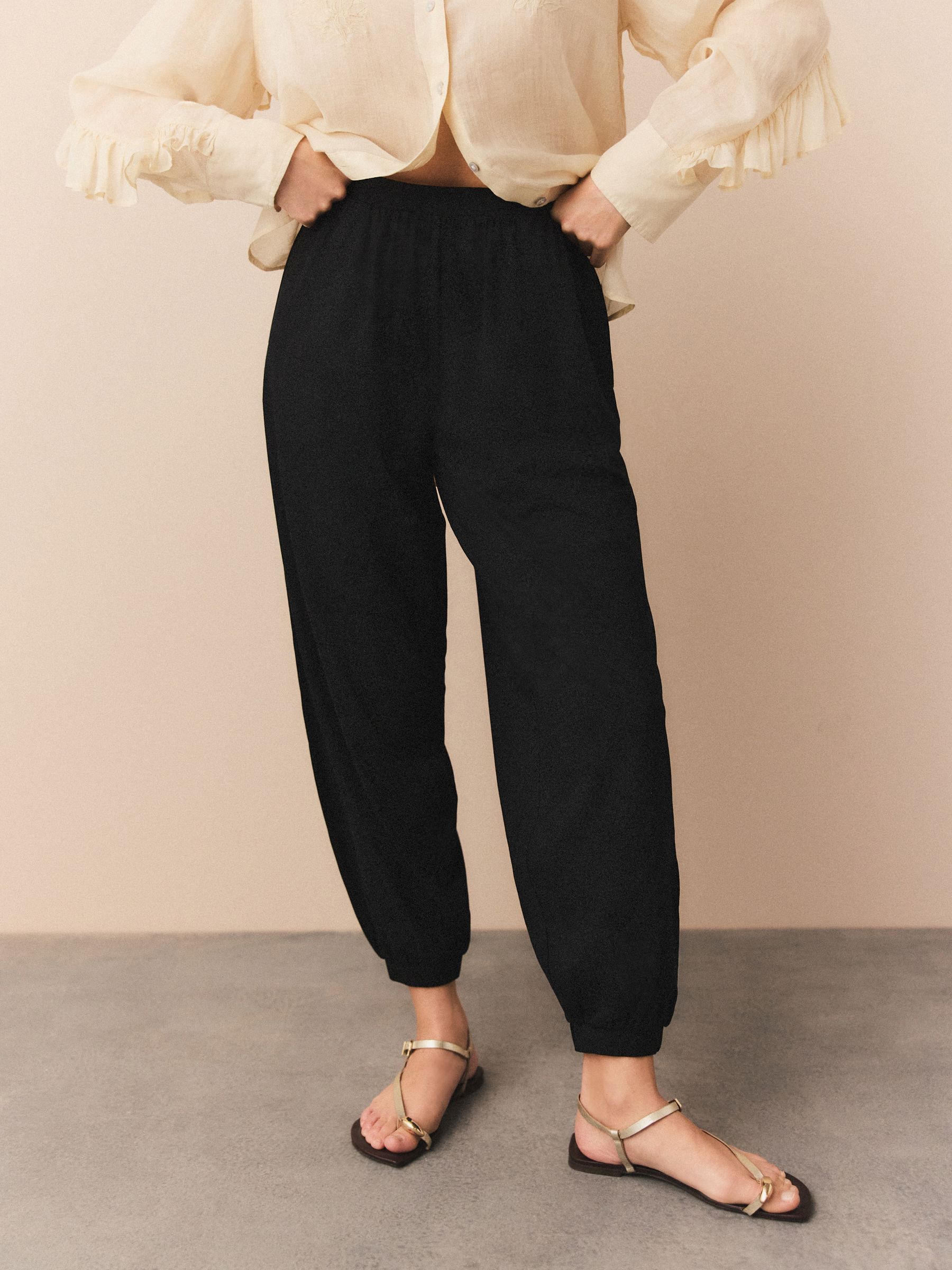 Black Jersey Harem Joggers