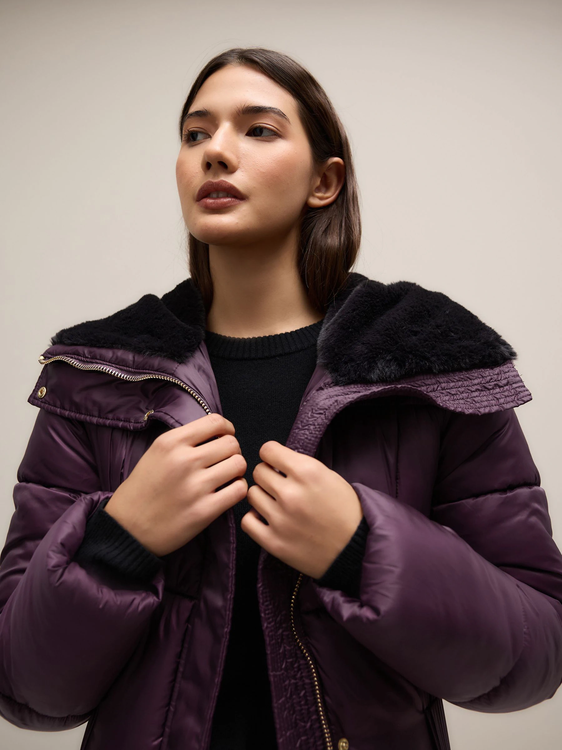 Purple Shower Resistant Padded Longline Coat