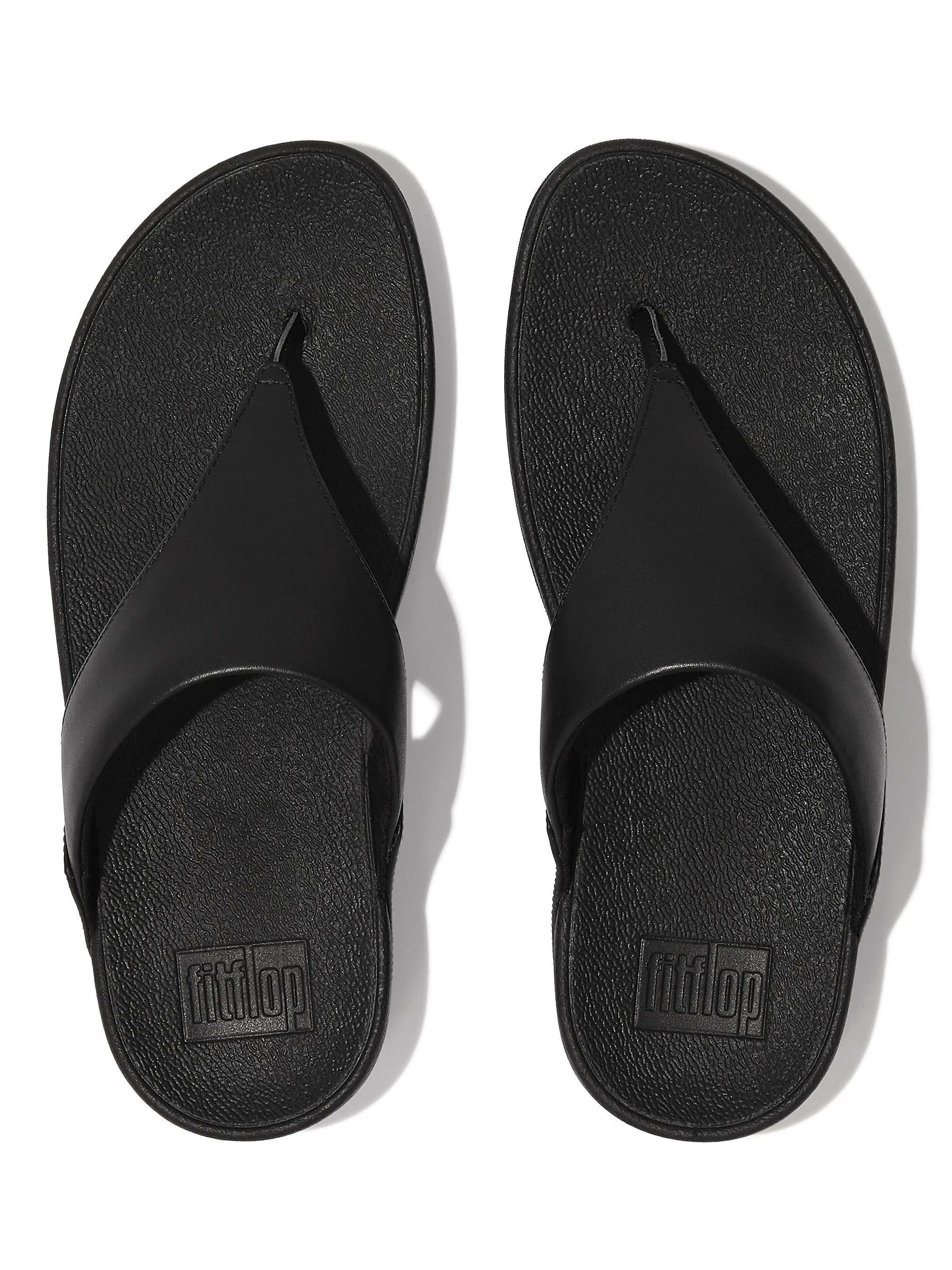 FitFlop Black Lulu Leather Toe Post Sandals