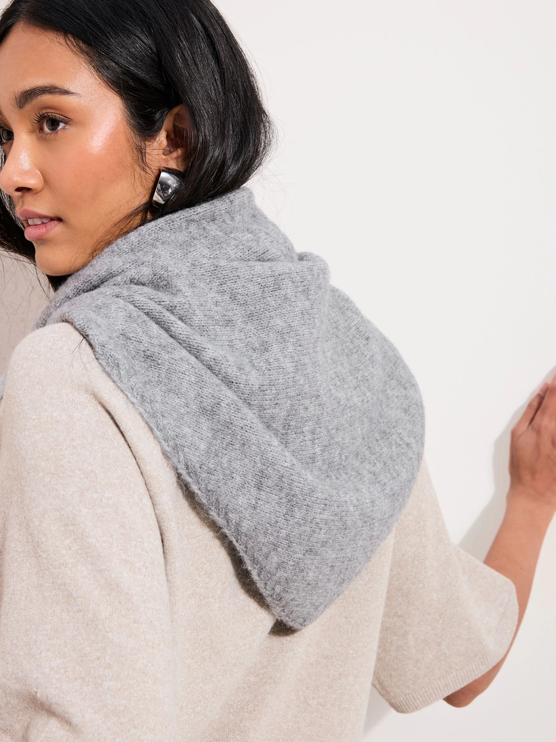 Friends Like These Grey Oversized Brushed Triangle Scarf