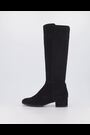 Dune London Black Suede Standard Fit Tayla Smart Stretch High Leg Boots