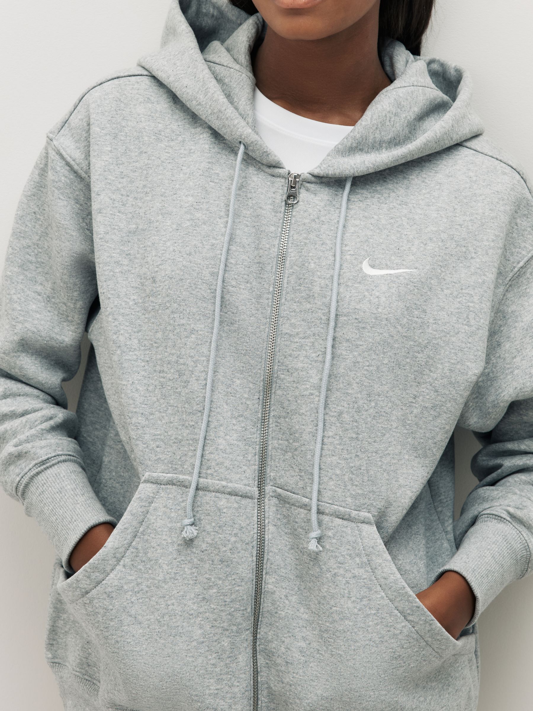 Nike Dark Grey Heather Phoenix Fleece Oversized Full-Zip Hoodie