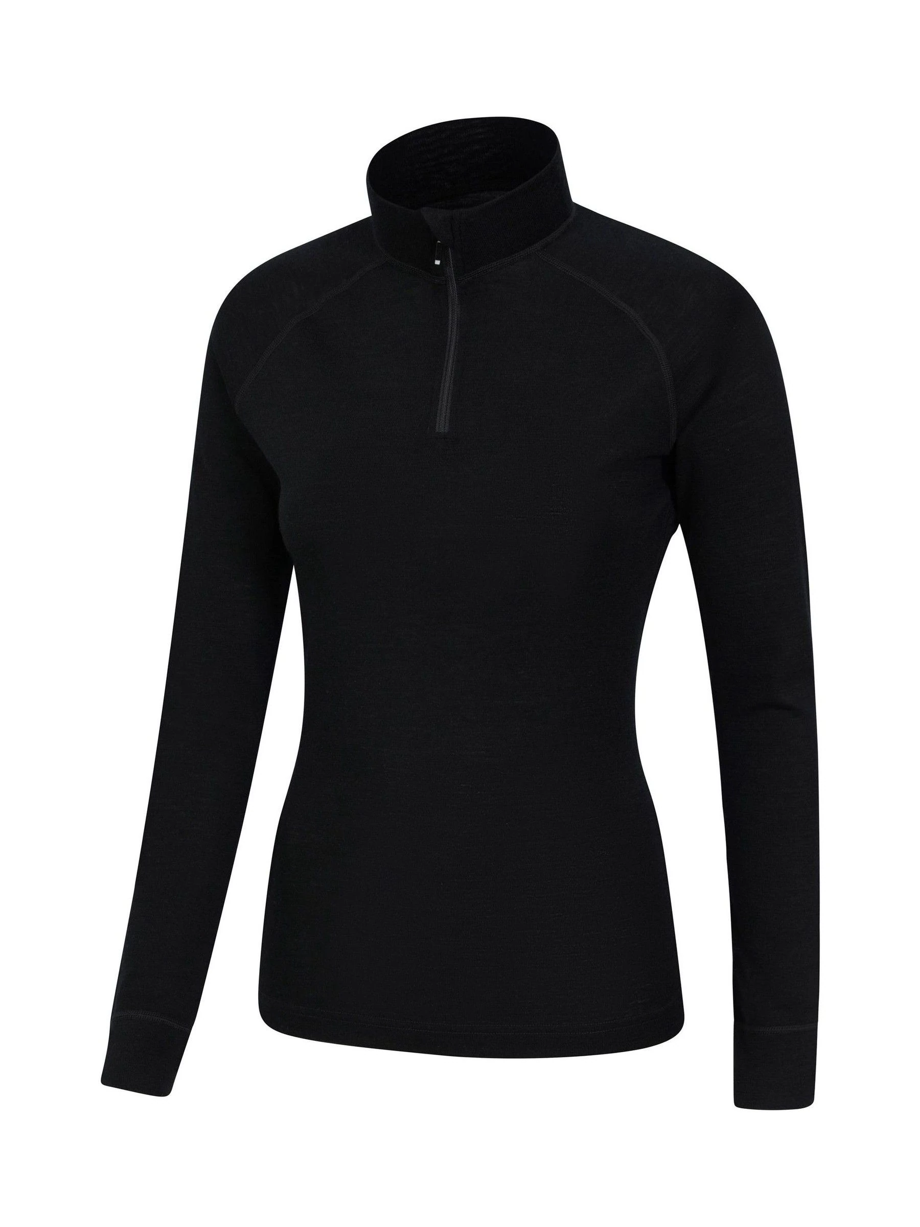 Mountain Warehouse Black Womens Merino Zip Neck Thermal Top