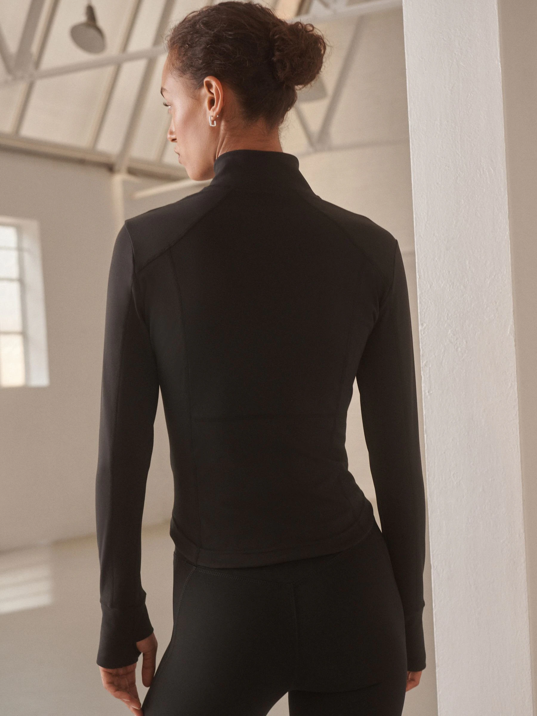 Black Active Sports Zip Through Yoga Jacket