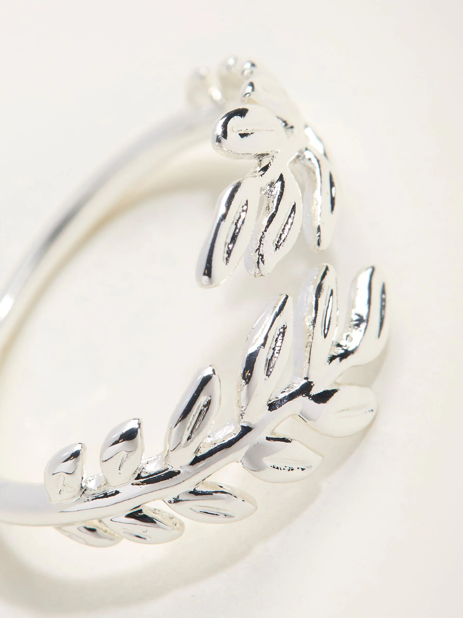 FatFace Silver Tone Leaf Adjustable Ring
