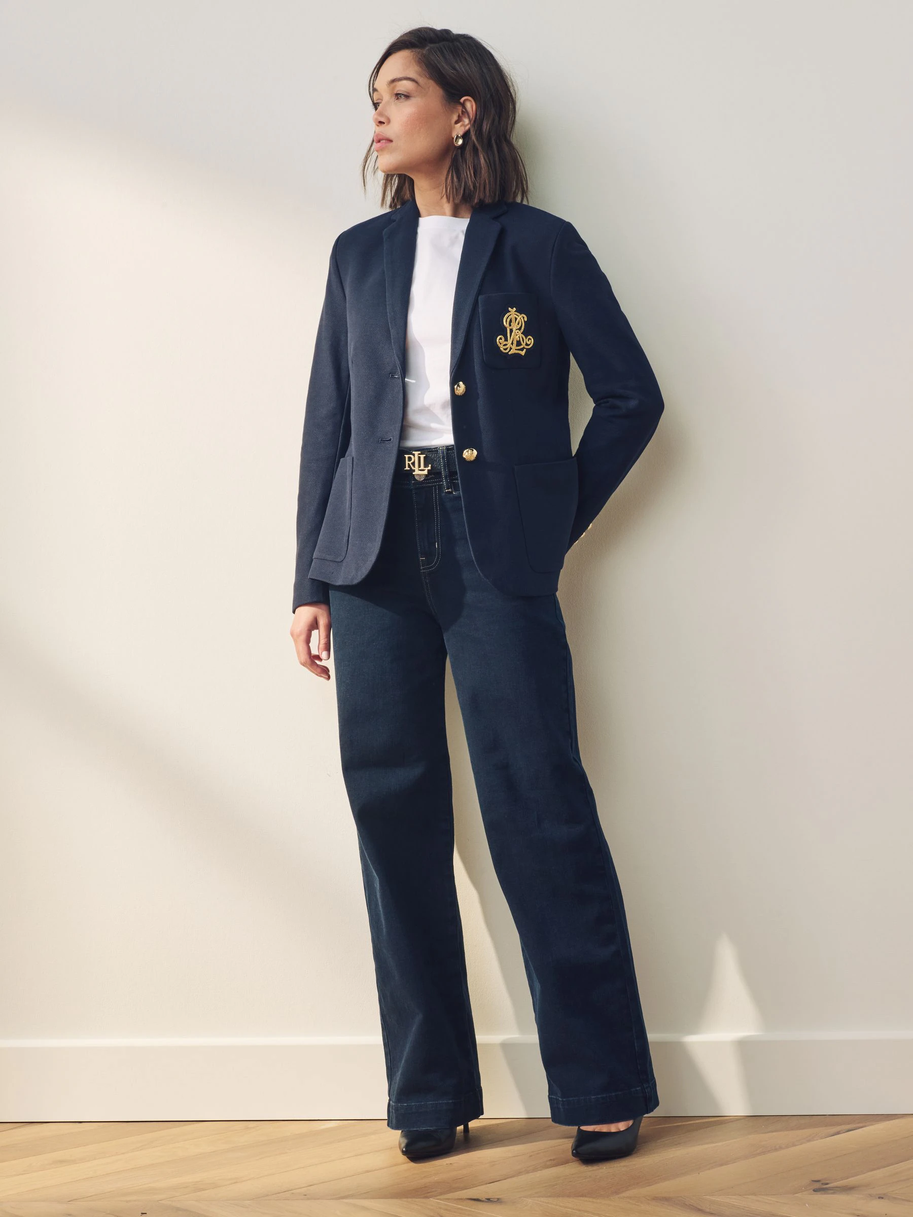 Lauren Ralph Lauren Lauren Navy Anfisa Bullion Jacquard Blazer