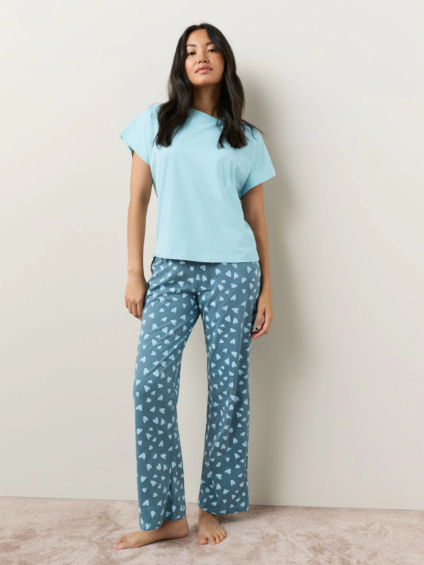 Blue Heart Short Sleeve Pyjamas