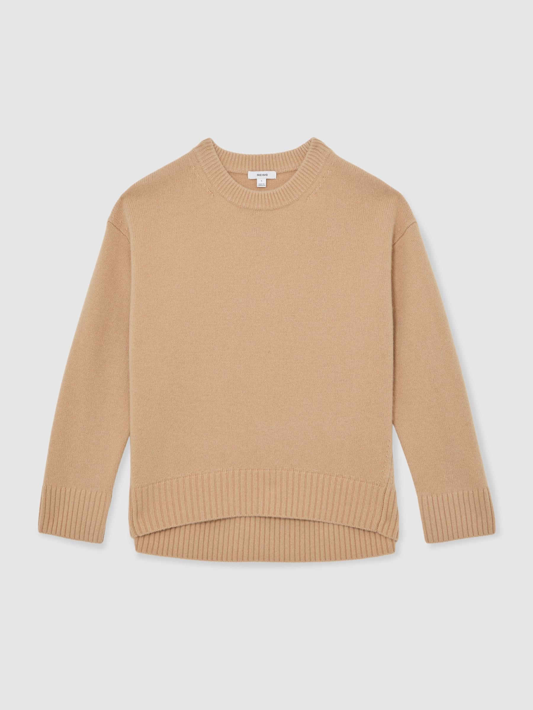 Reiss Camel Ella Wool-Cashmere Crew-Neck Jumper