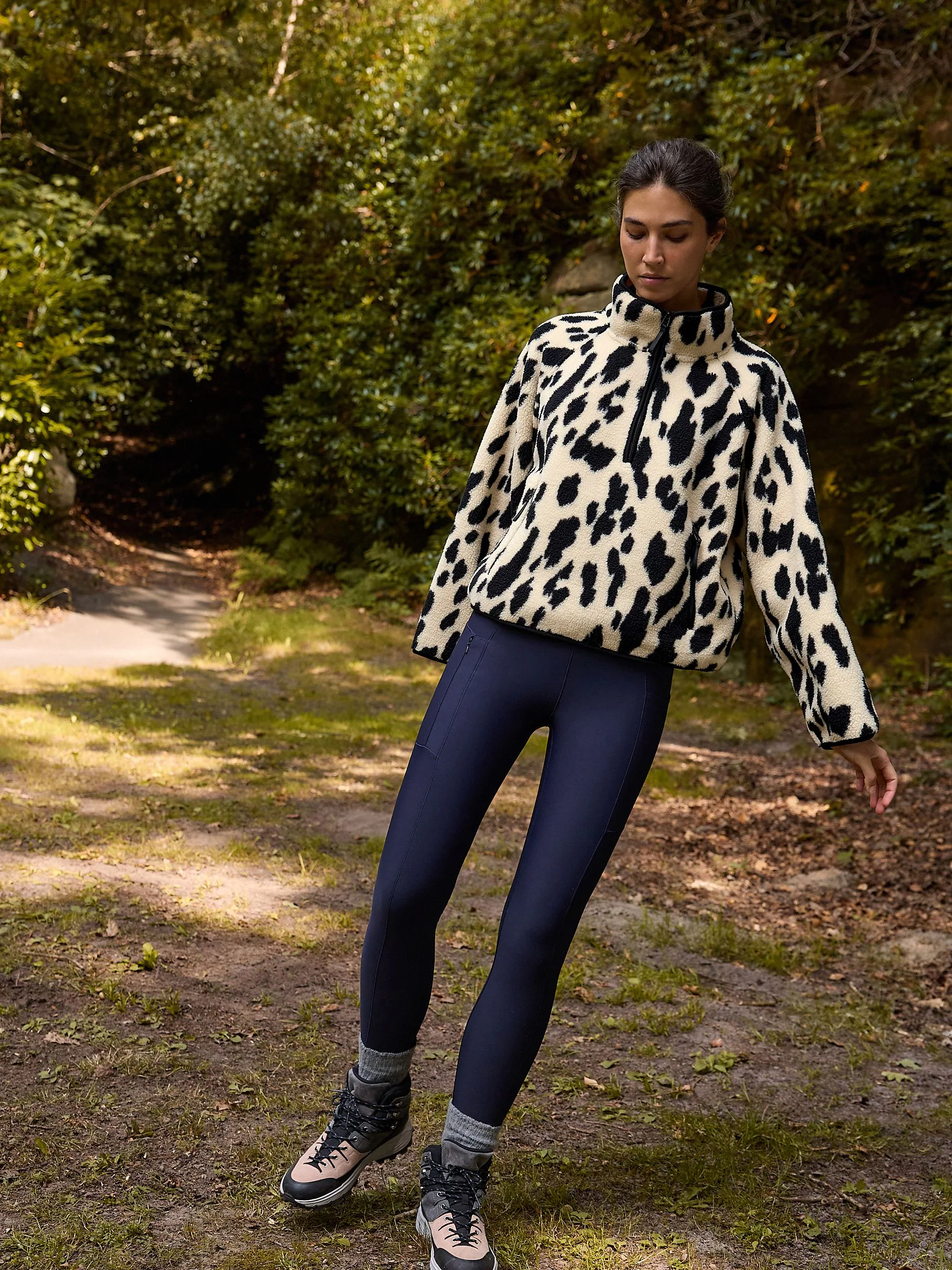 Navy Outdoor Fleece Lined Warm Handle Leggings