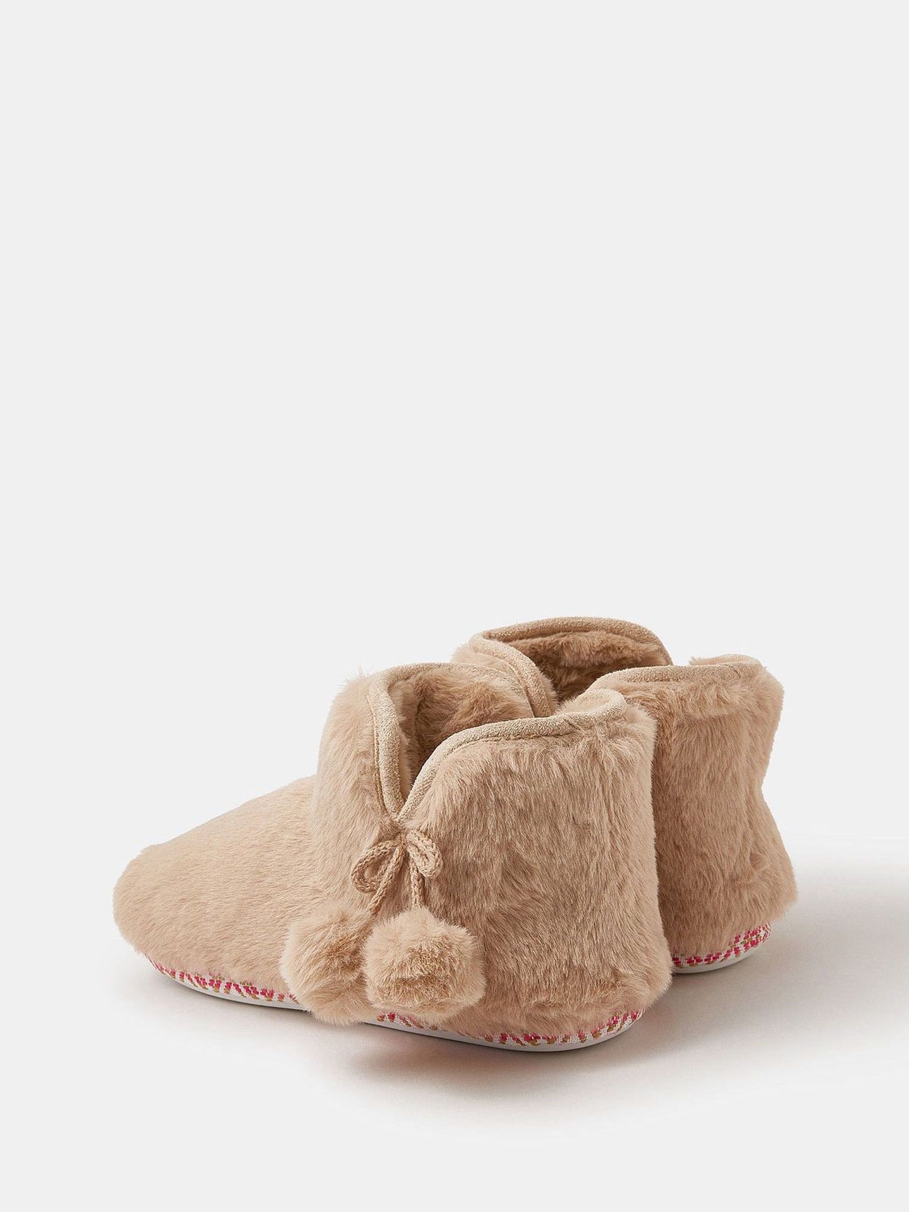 Accessorize Natural Fluffy Braided Slipper Boots