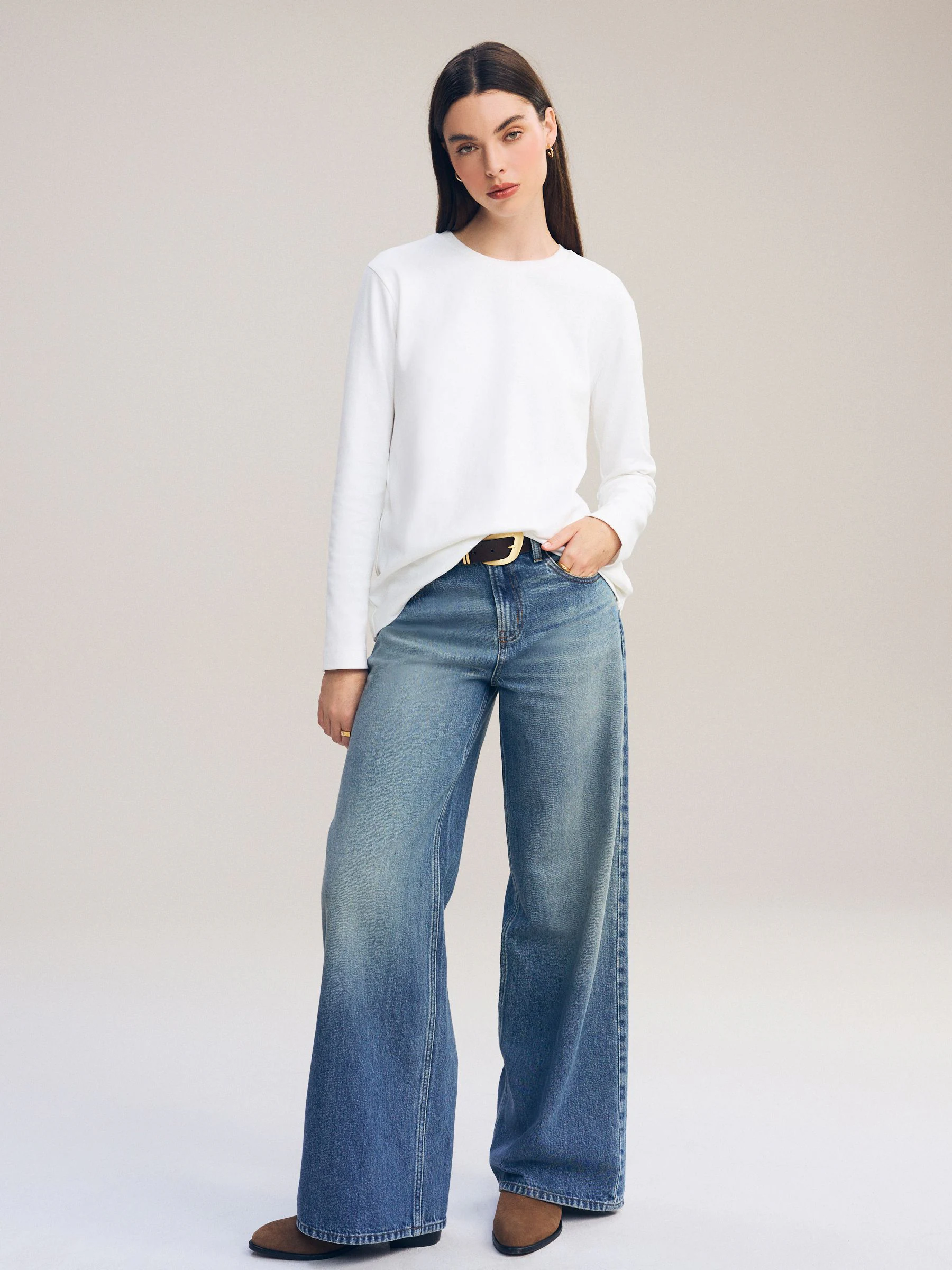 White Long Sleeve Heavyweight Crew Neck T-Shirt