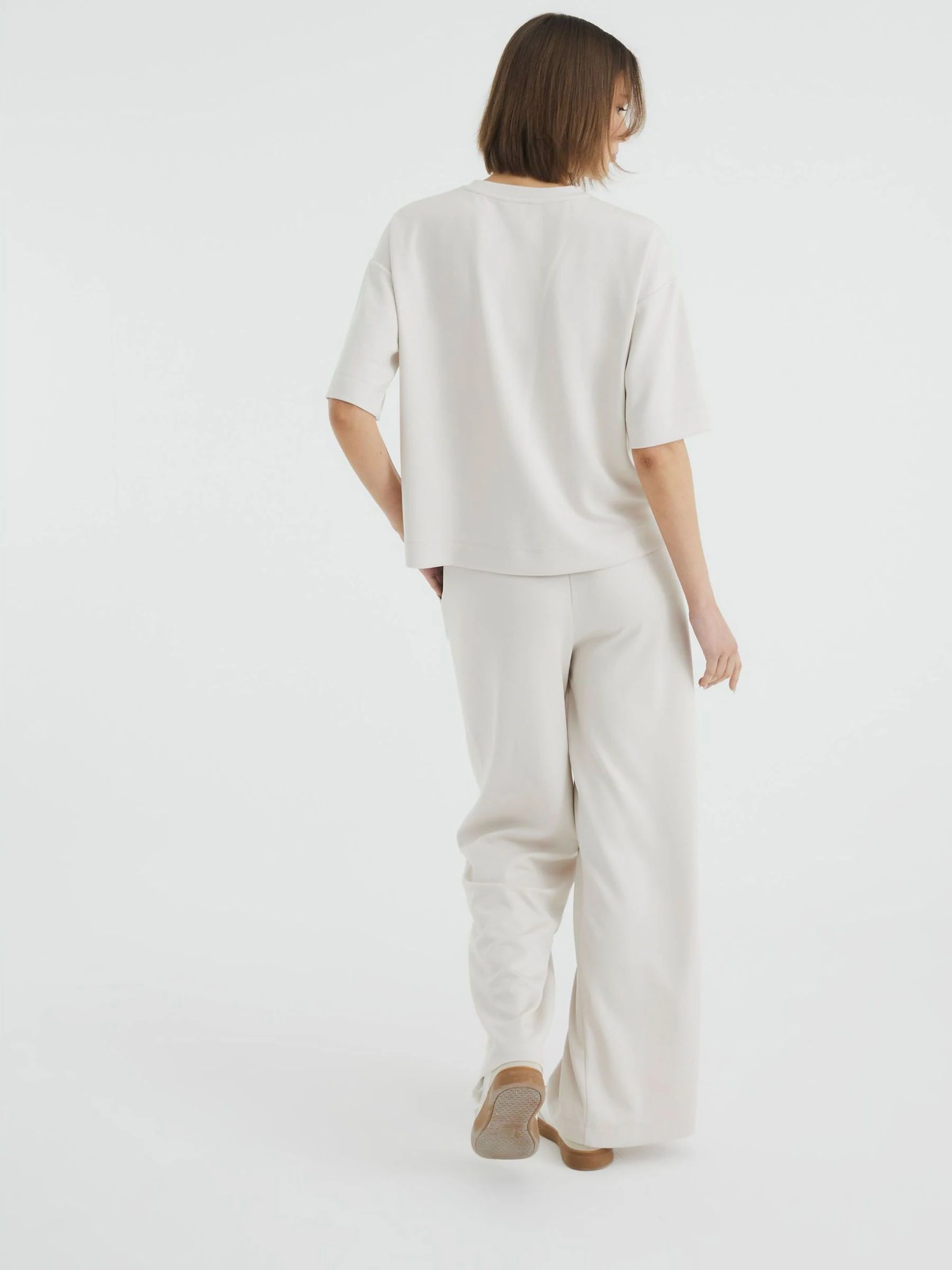 River Island Cream Premium Wide Leg Joggers