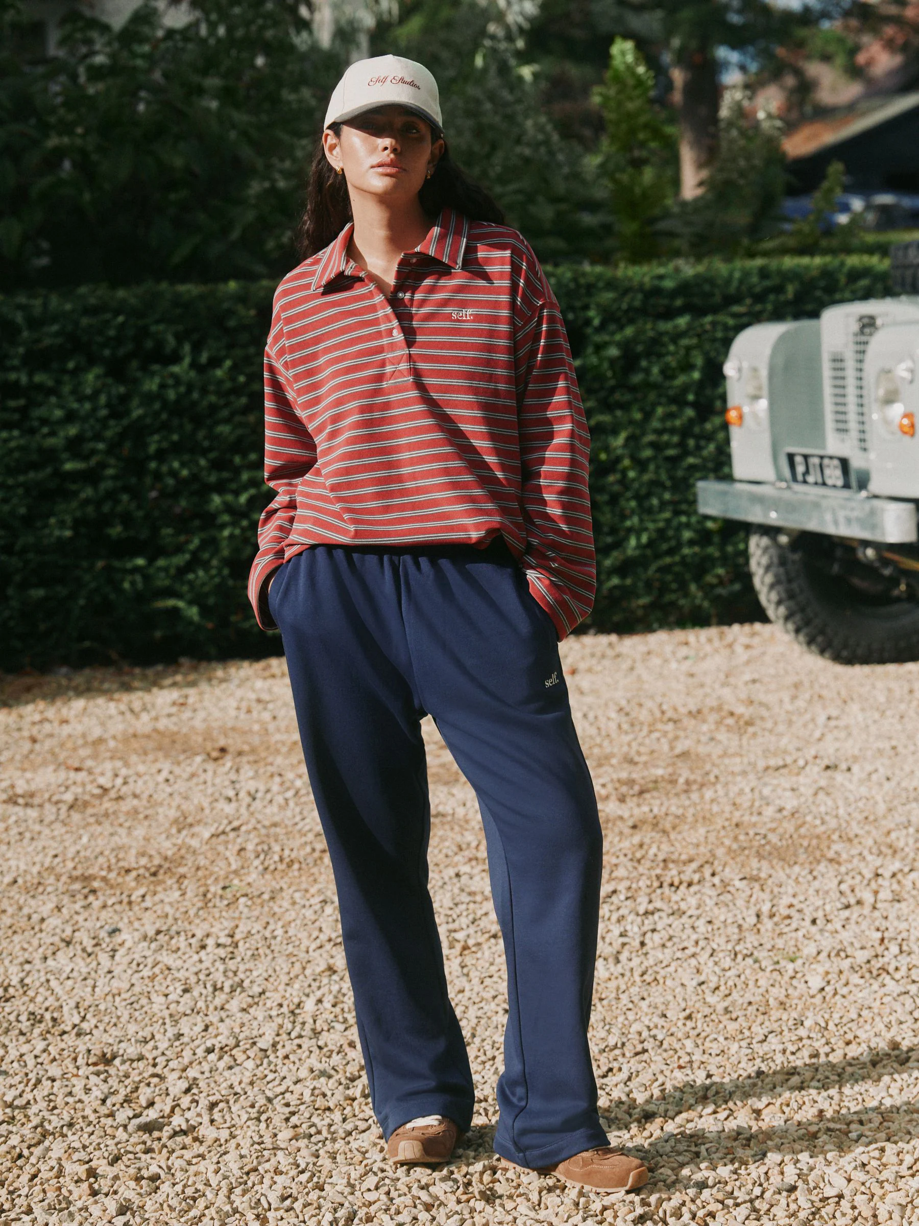 self. Navy Kick Flare Joggers