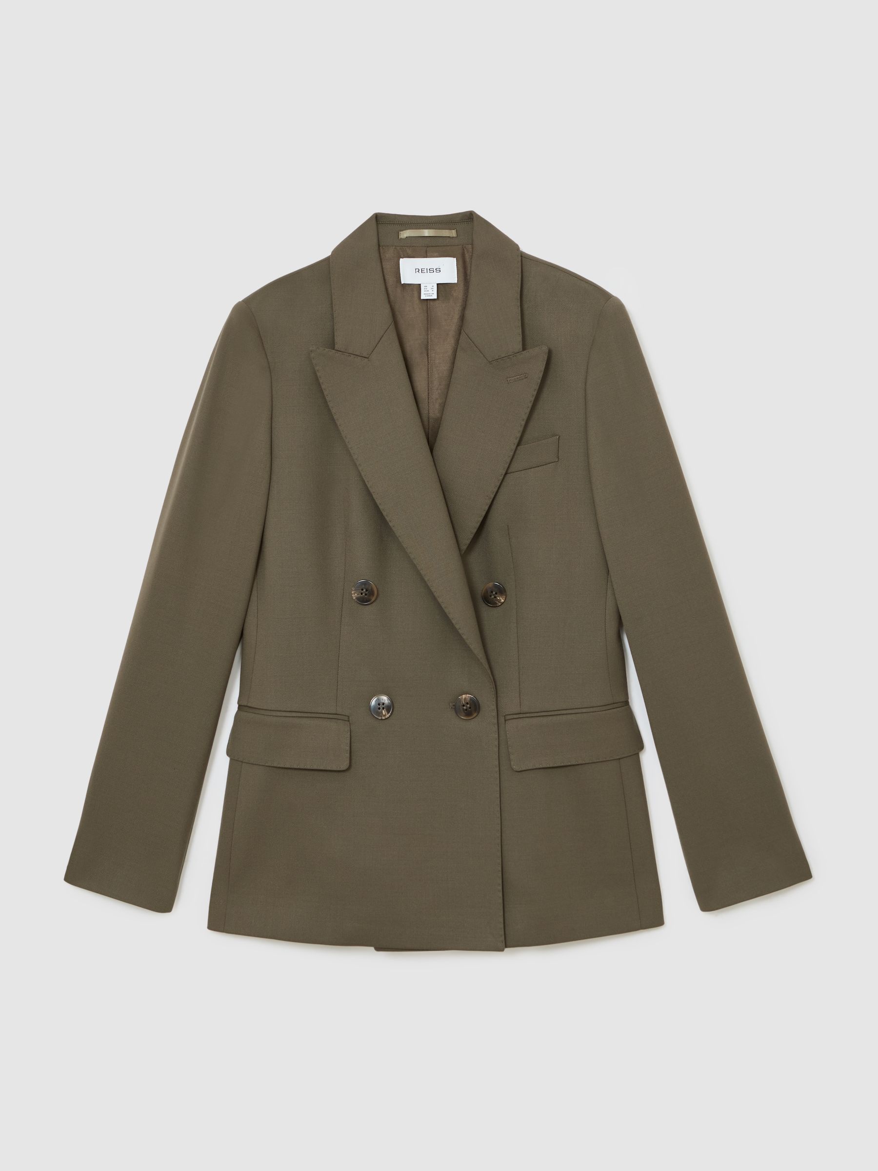 Reiss Green Solene Wool-Blend Double-Breasted Suit Blazer