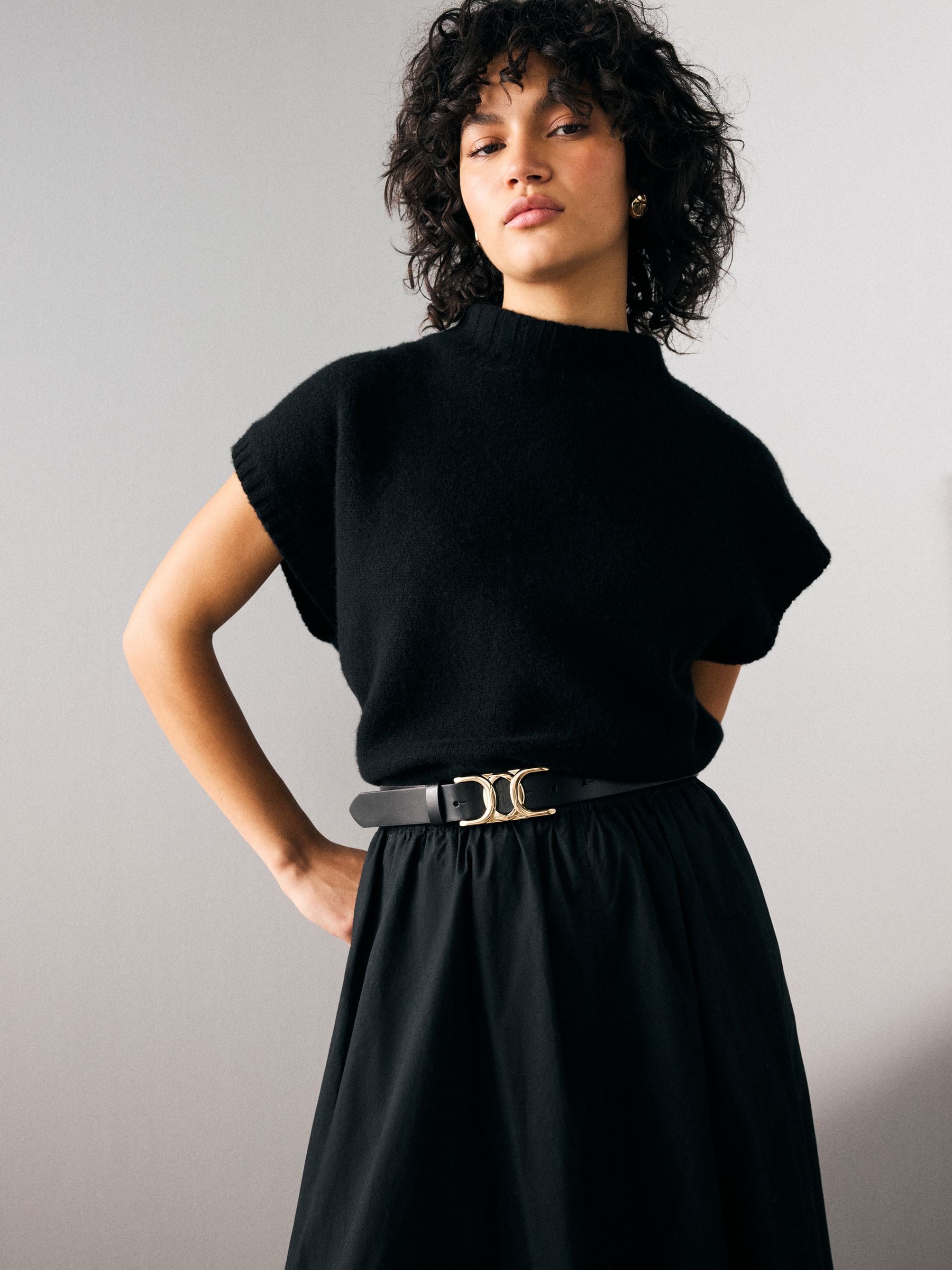 Black Regular Statement Buckle Leather Belt