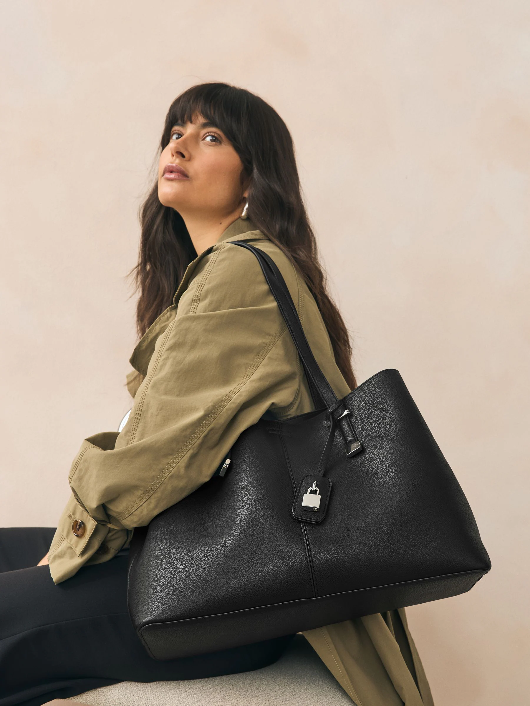 Black Structured Tote Bag