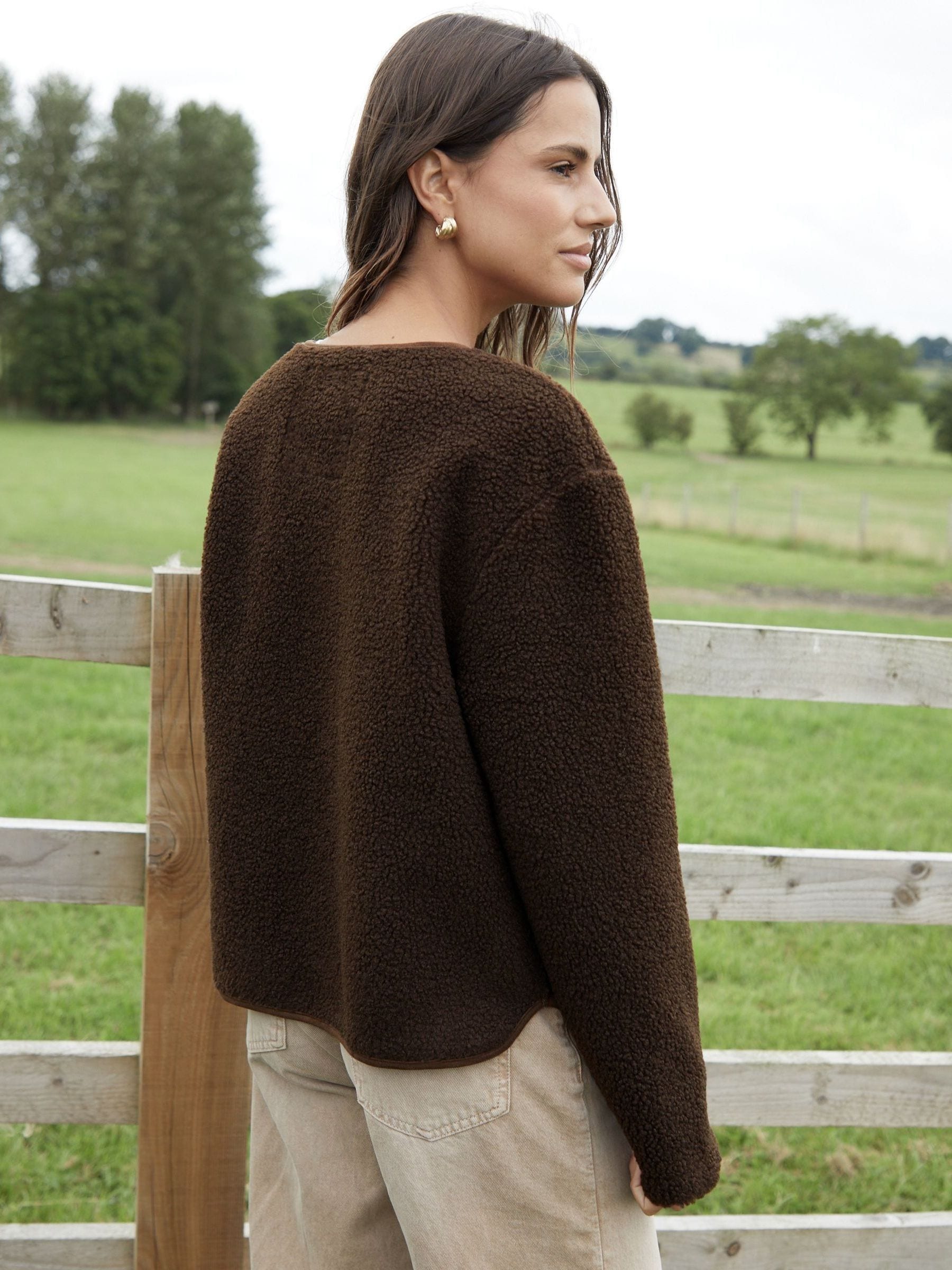 Threadbare Brown Borg Fleece Toggle Jacket