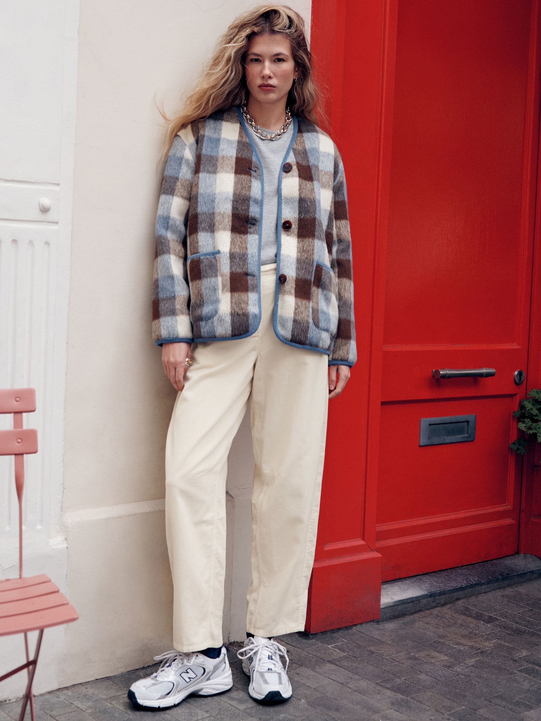 Brown and Blue Checked Jacket