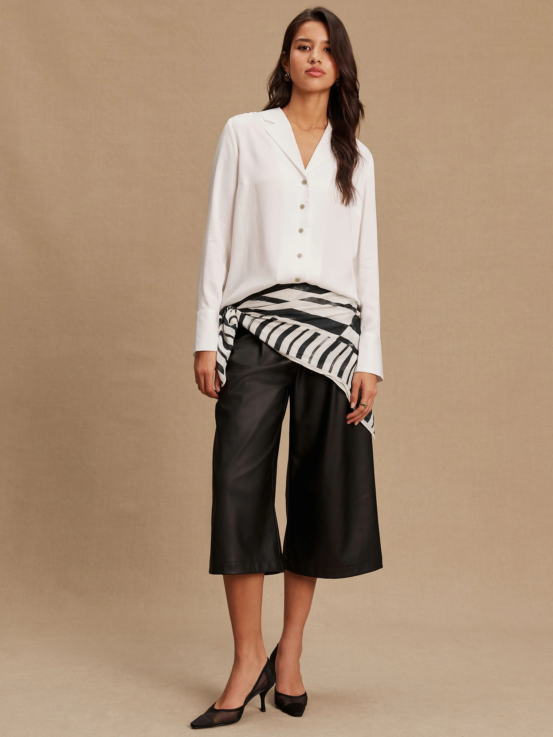 White Soft Revere Collar Long Sleeve Shirt