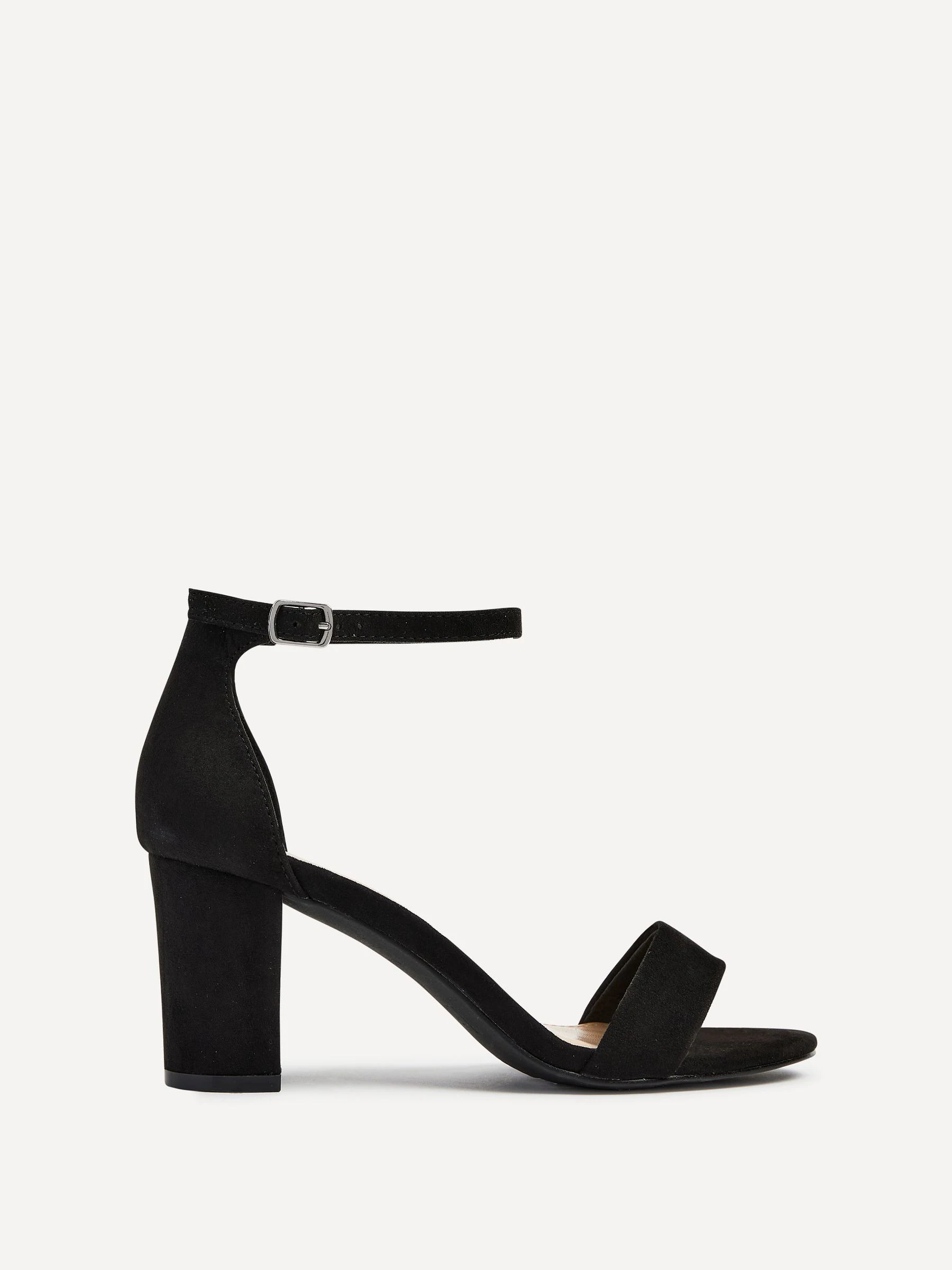 Linzi Black Legacy Wide Fit Barely There Closed Back Block Heeled Sandals