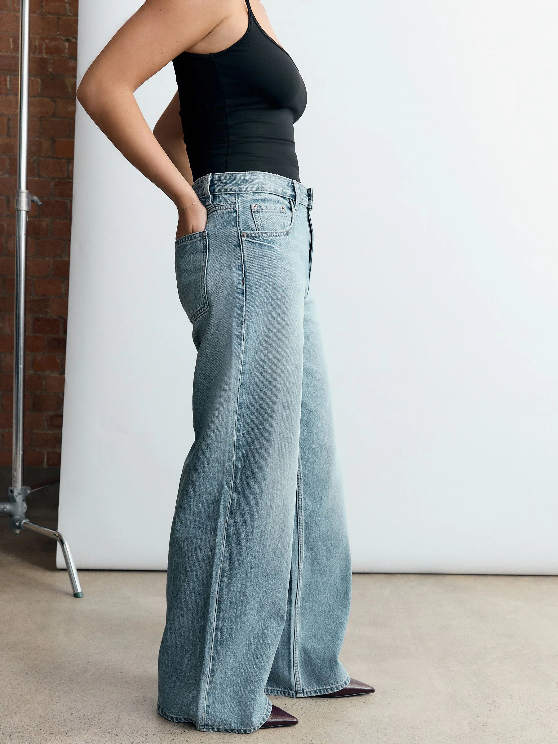 Mid Blue Wide Leg Jeans