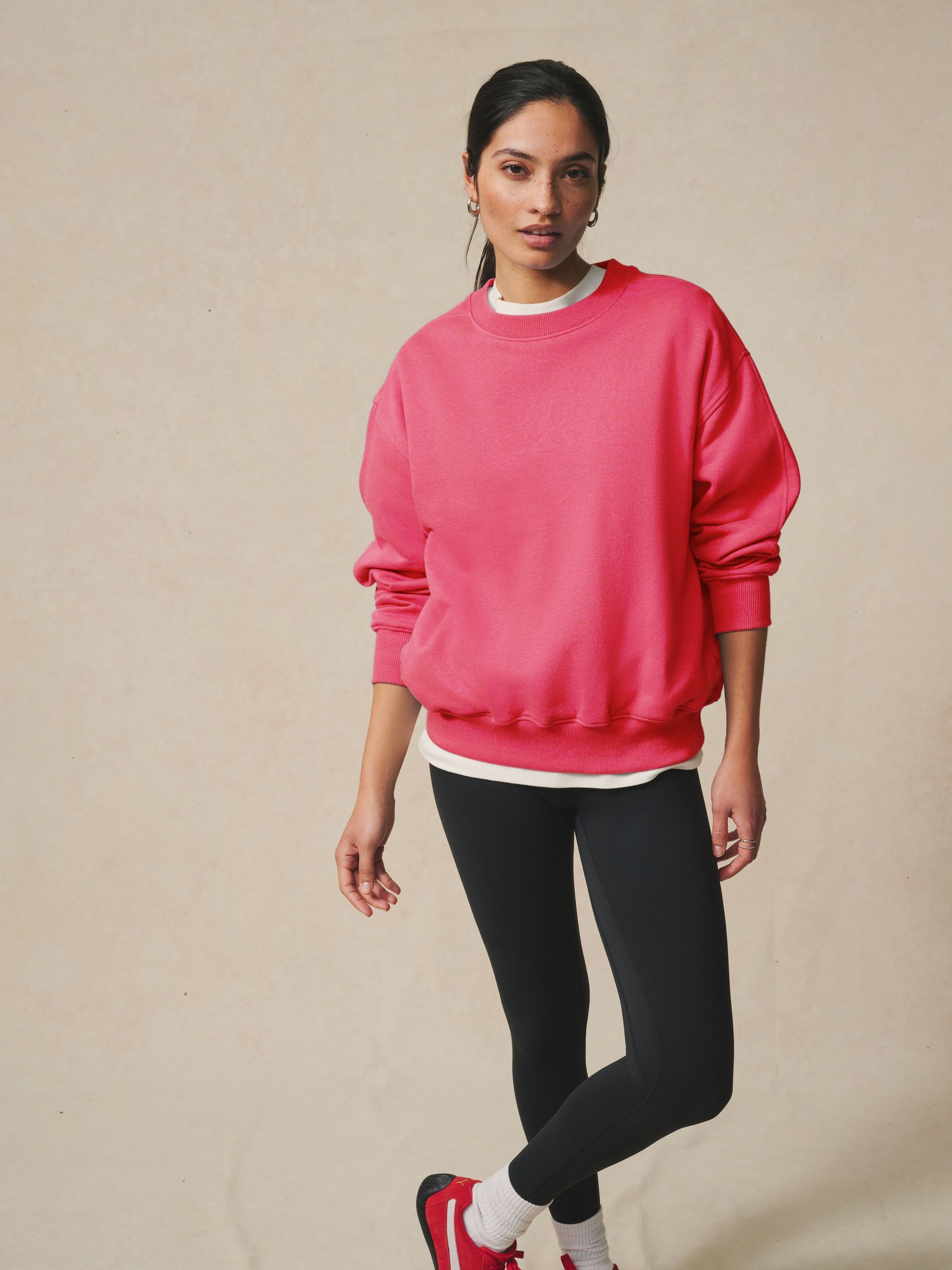 Bright Pink Relaxed Fit Essentials Longline Sweatshirt with Pockets