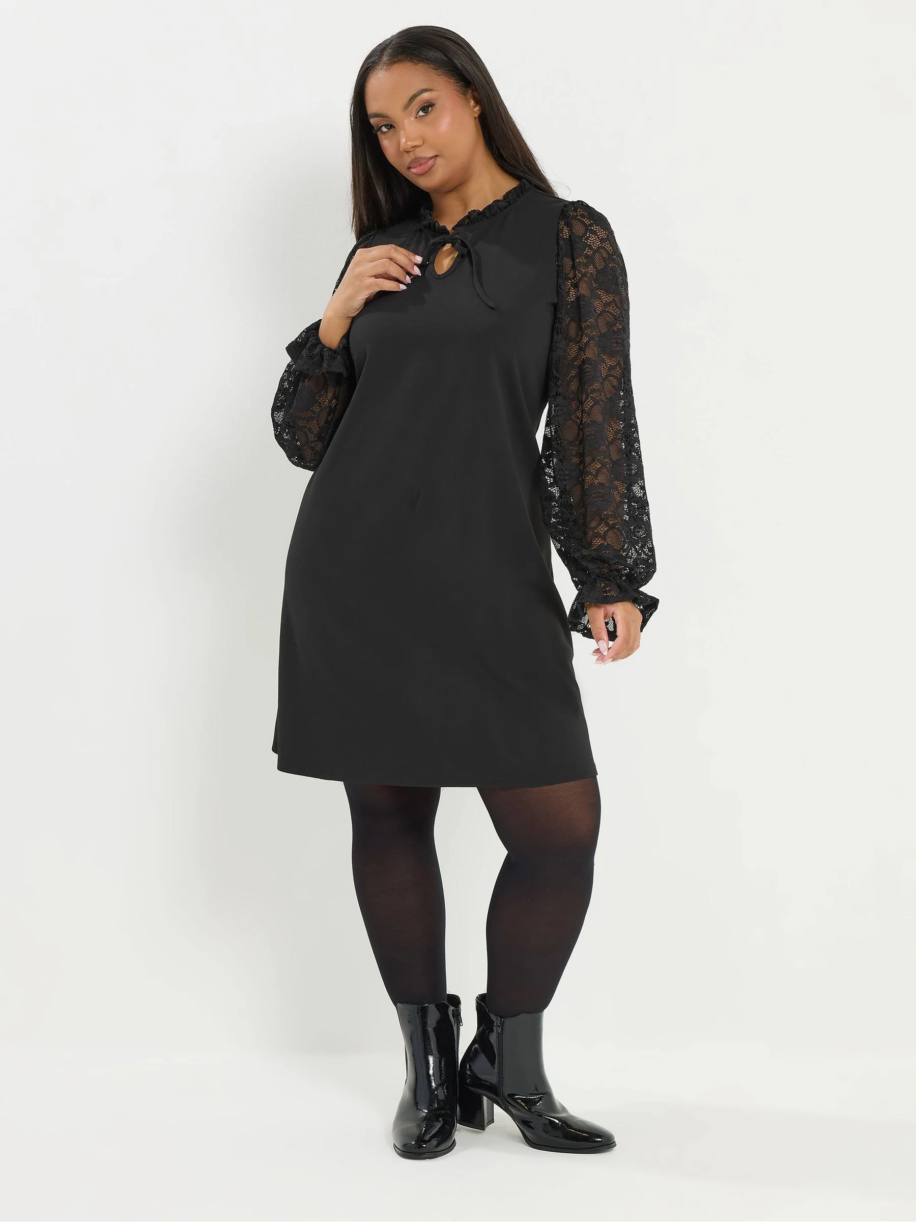 Yours Curve Black 2 In 1 Lace Dress