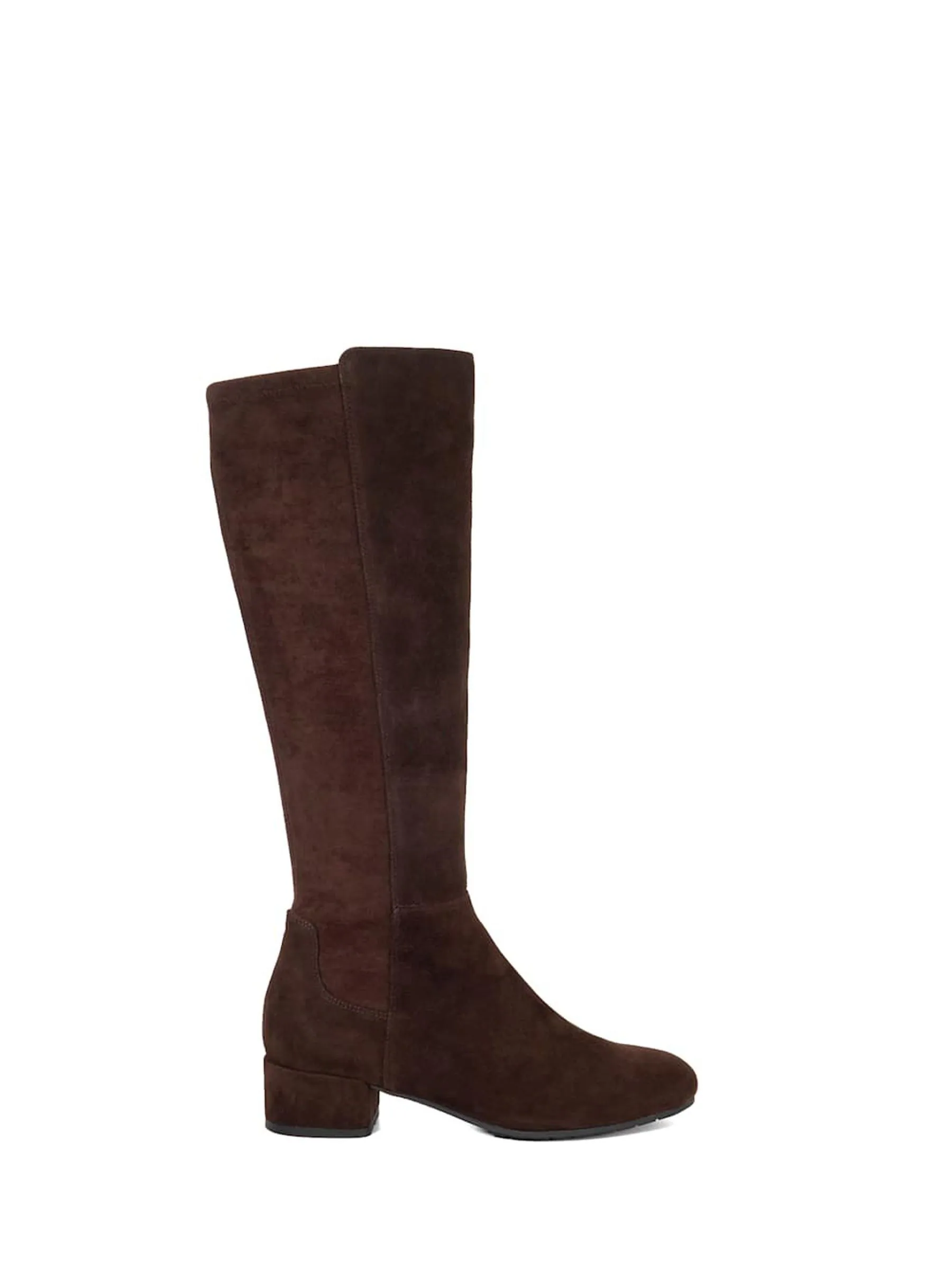 Dune London Dark Brown Wide Fit Tayla Smart Stretch High Leg Boots