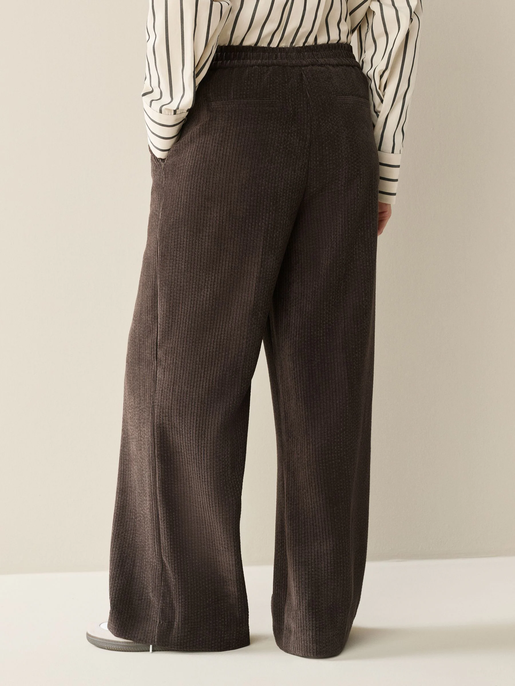 Brown/Khaki Wide Leg Soft Cord Trousers 2 Pack