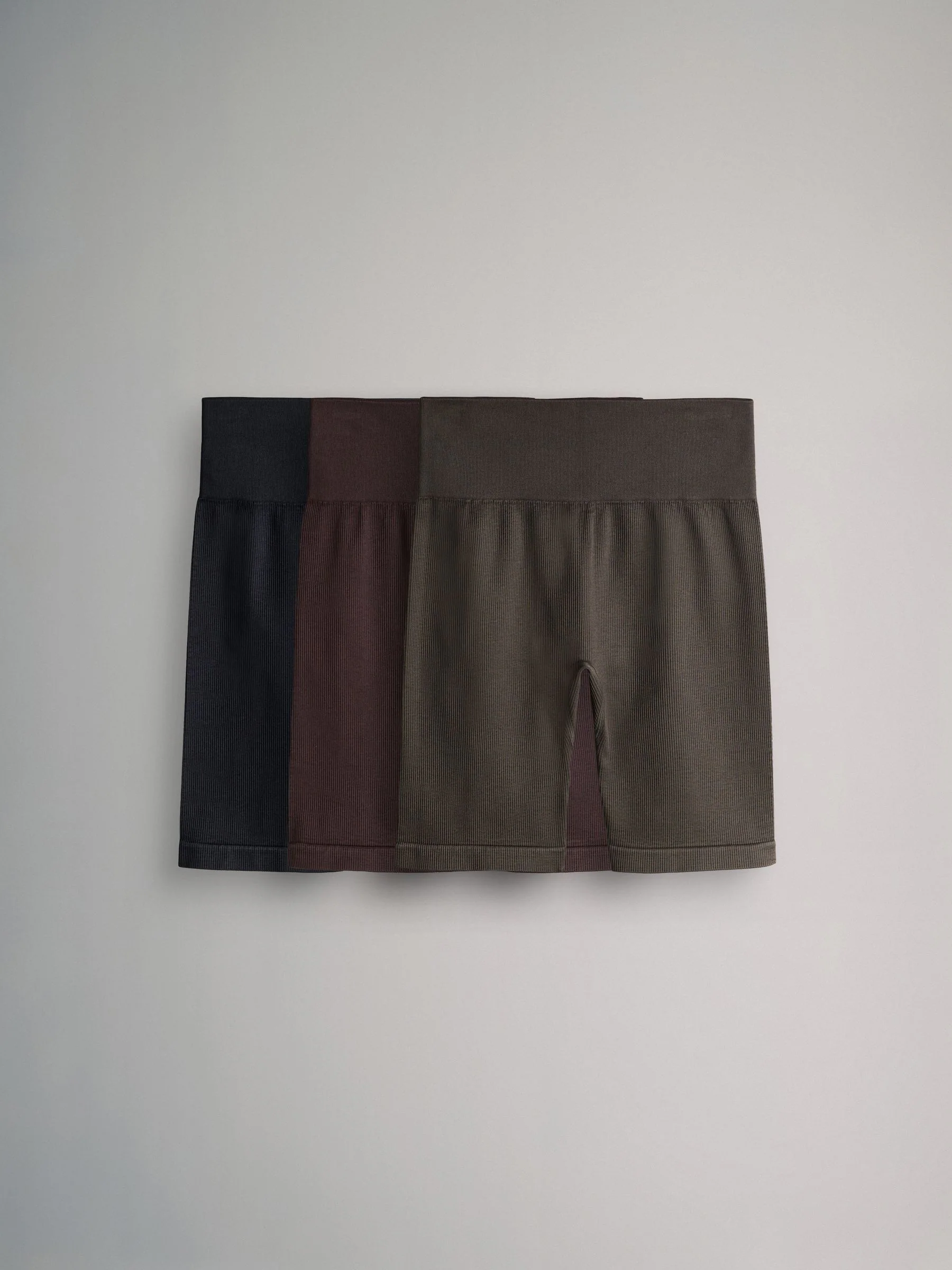 The Set 3 Pack Active Ribbed Cycle Short Black/Chocolate Brown/Khaki