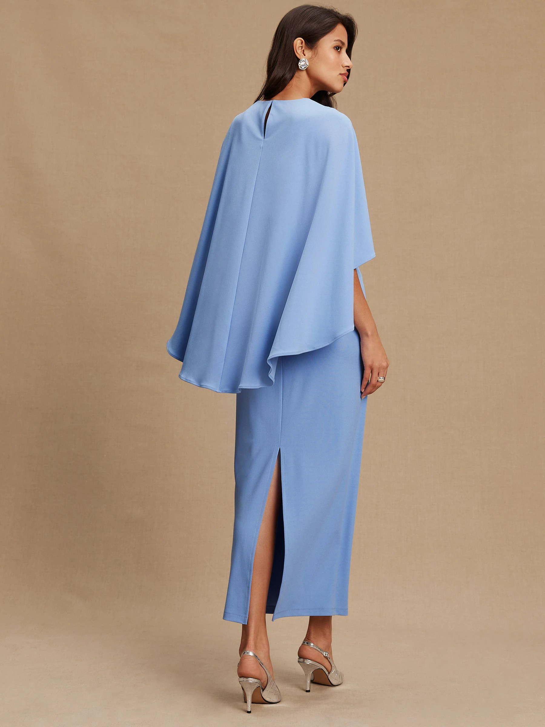 Cornflower Blue Cape Maxi Dress