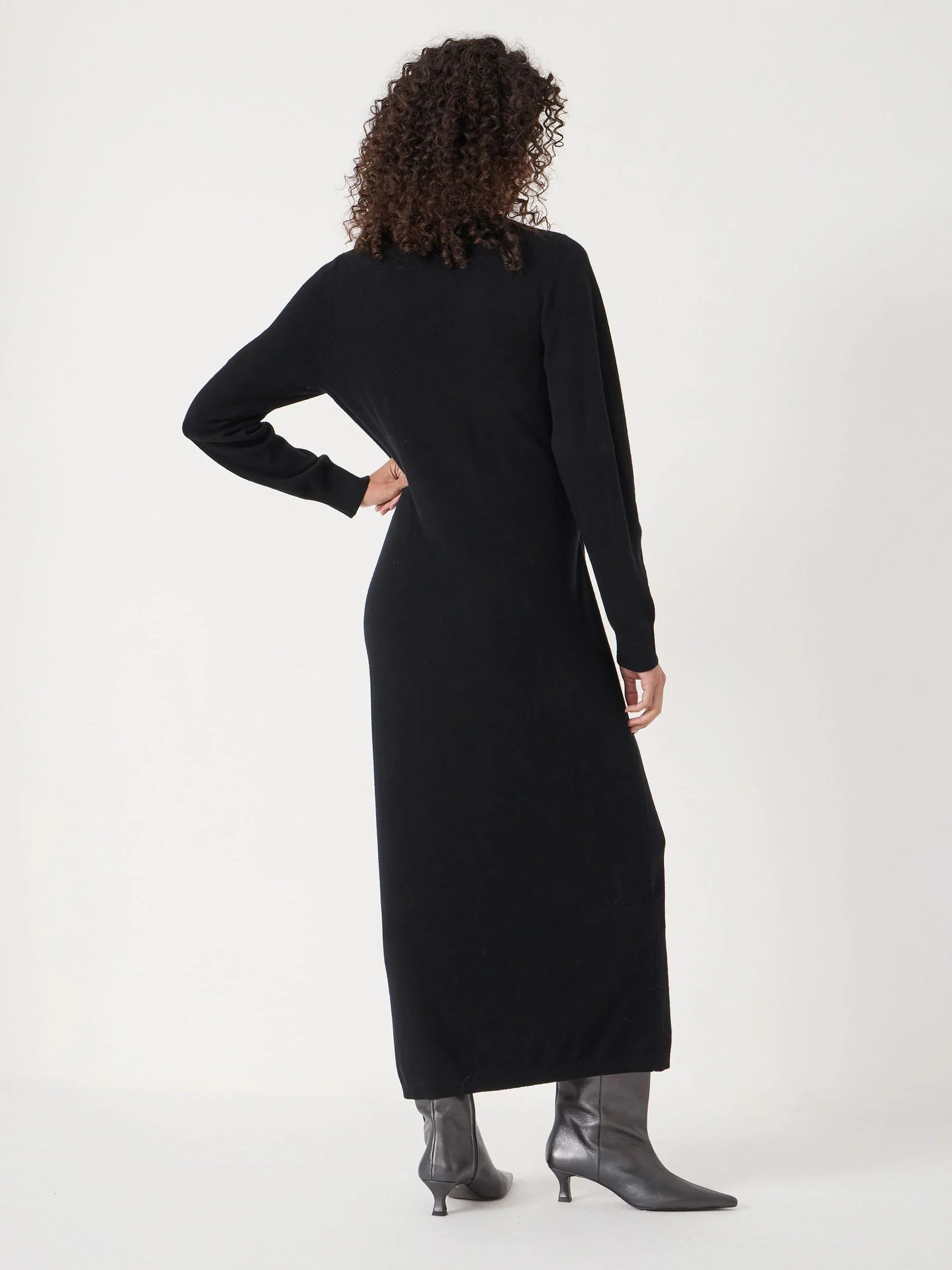 Hush Black Merino V-Neck Tie Detail Dress