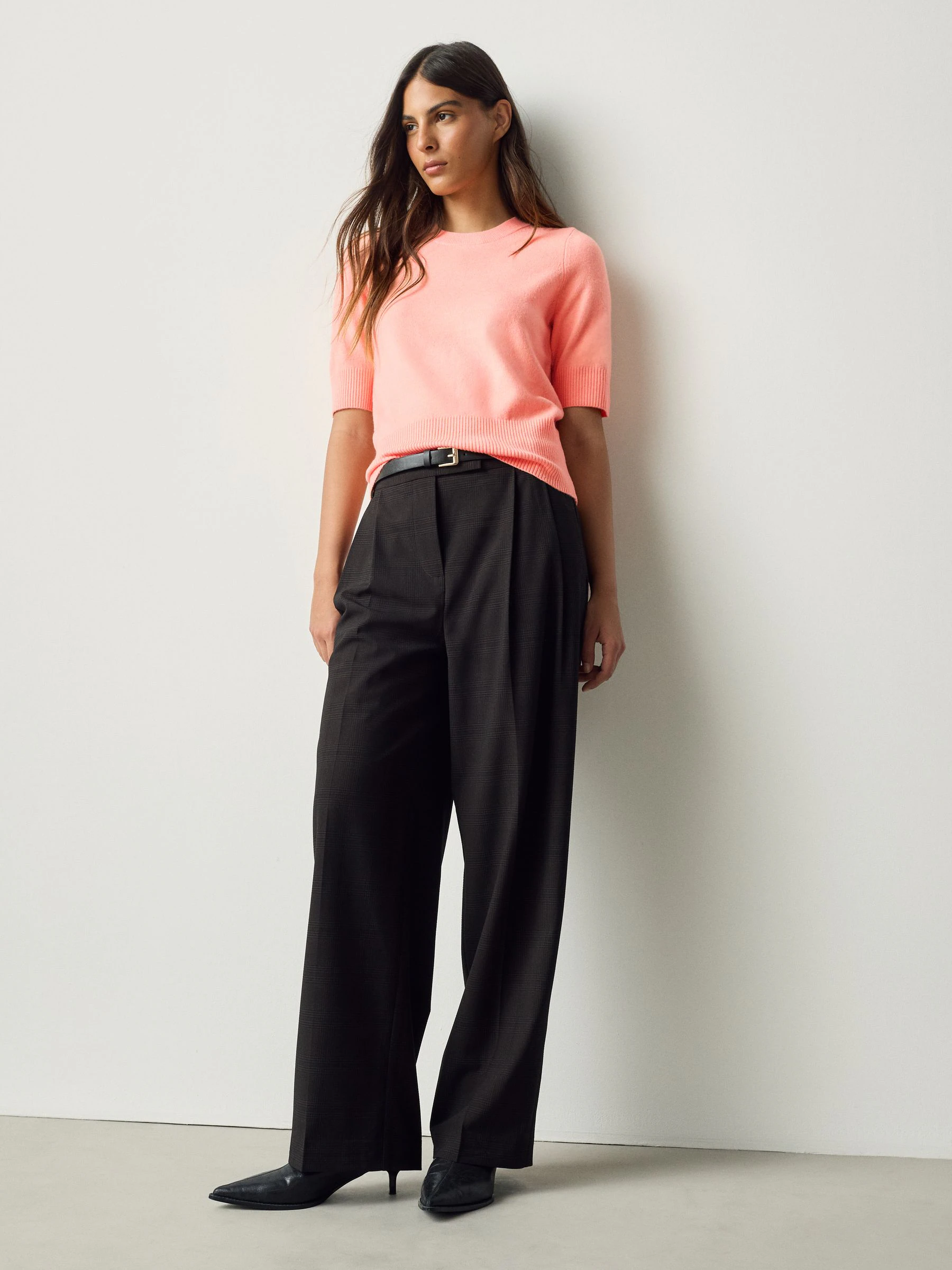 Fluro Coral Supersoft Short Sleeve Knitted Top