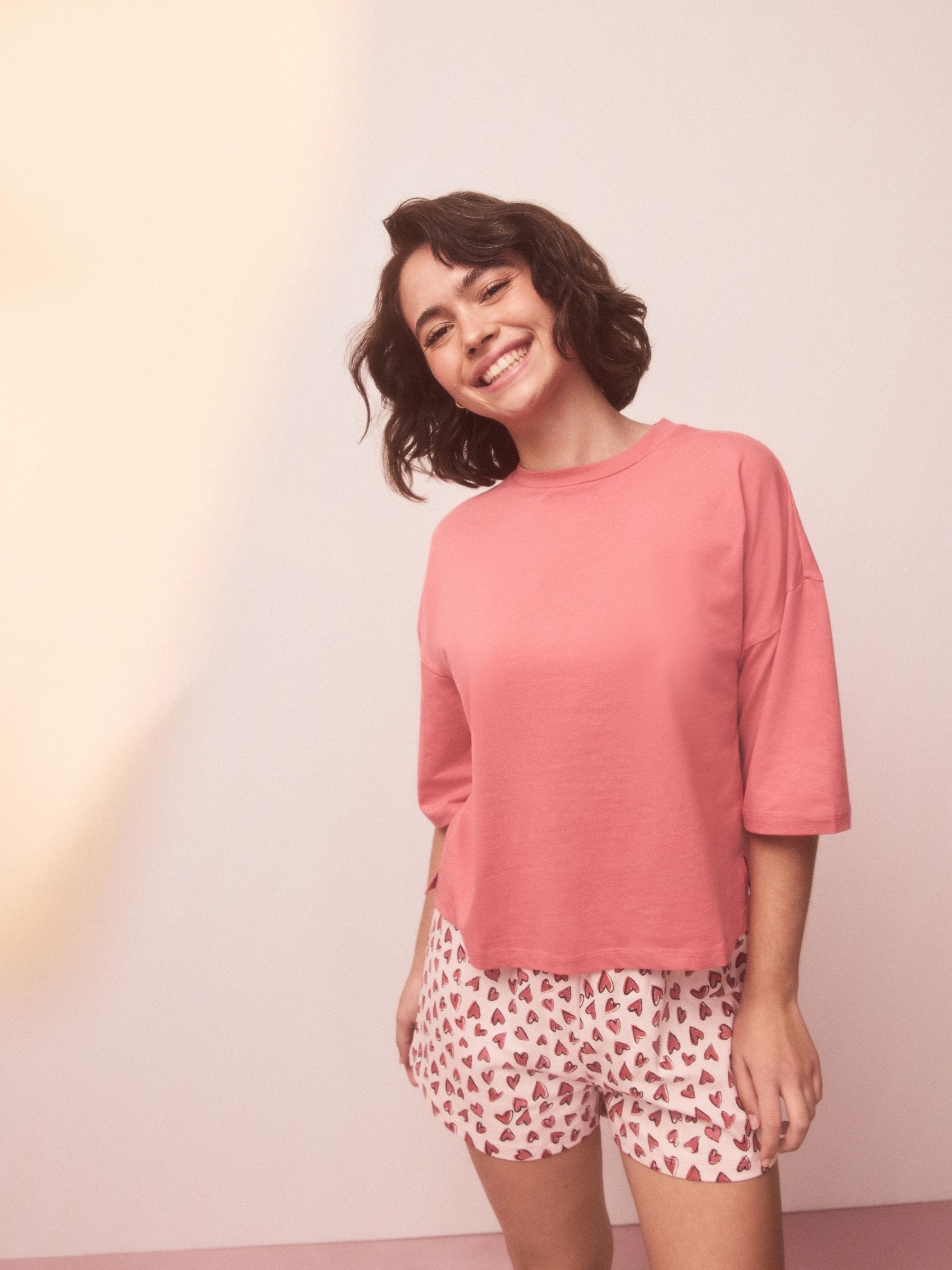 Pink Heart Cotton Short Set Pyjamas