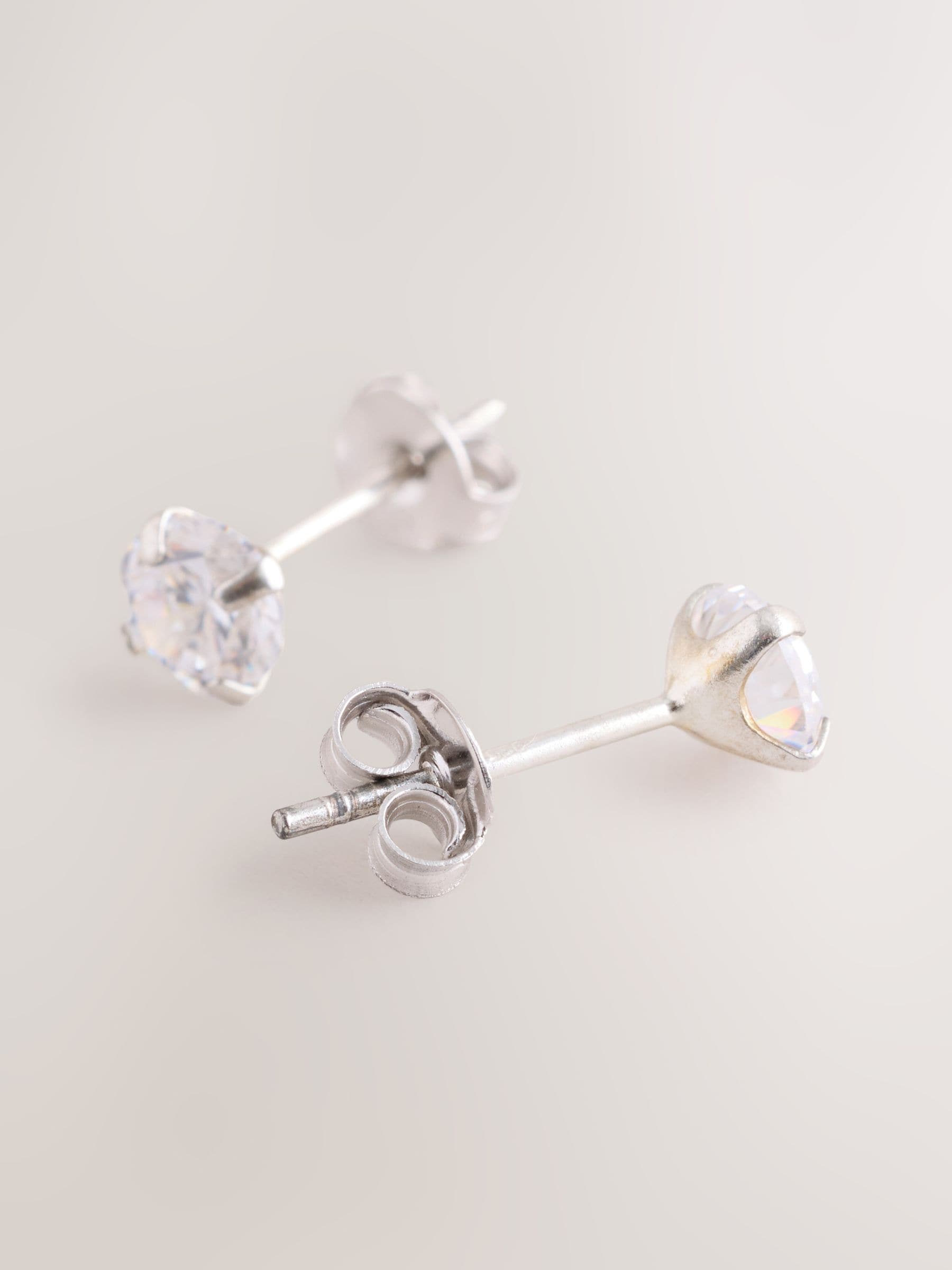 Sterling Silver Cubic Zirconia Stud Earrings