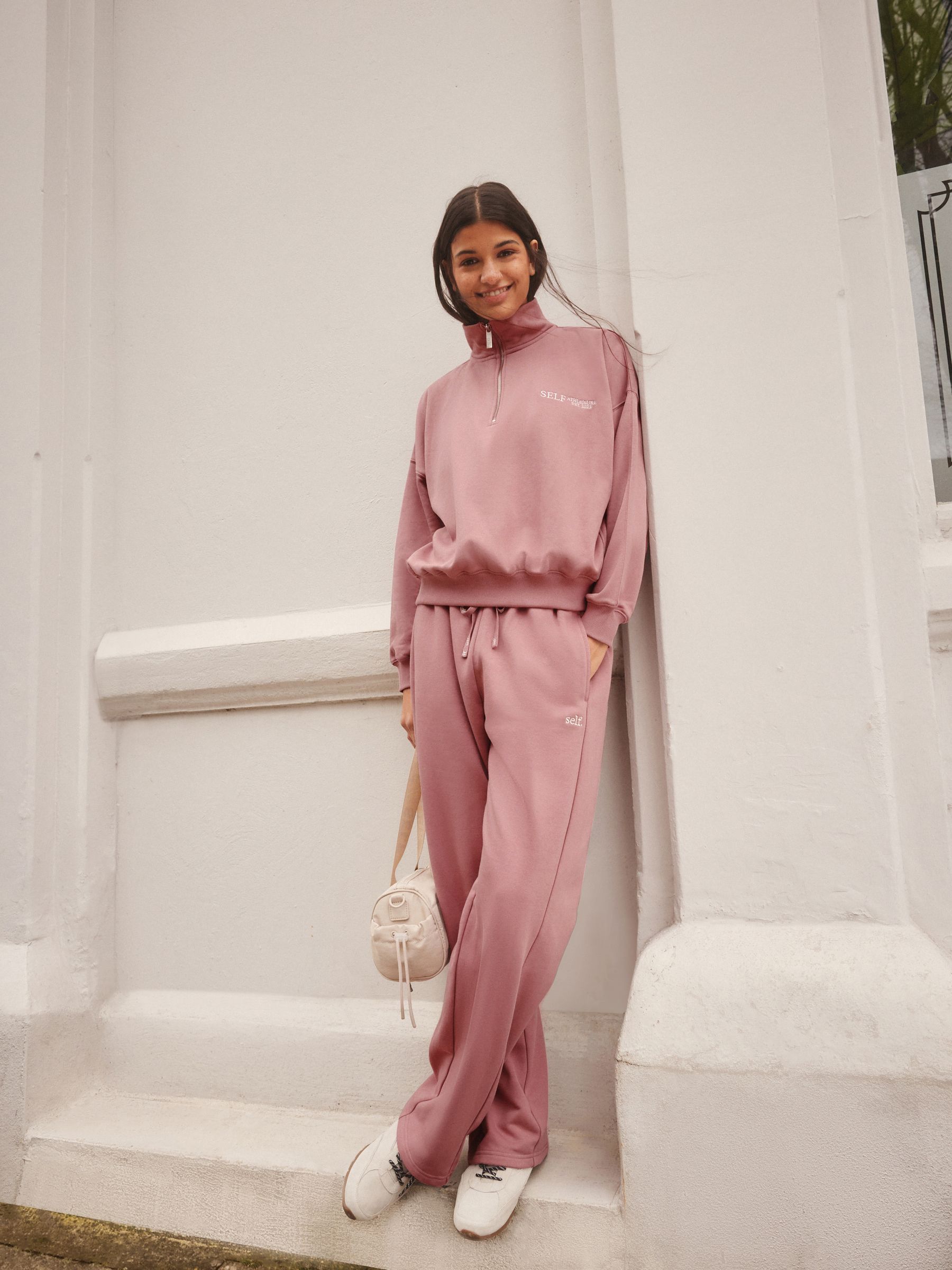 self. Pink Half Zip Sweatshirt